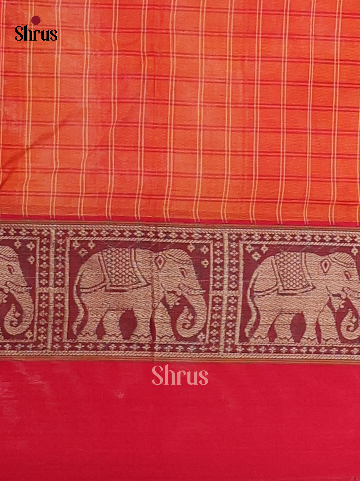 Orange & Red - Narayanpet Cotton Saree - Shop on Shrus.com