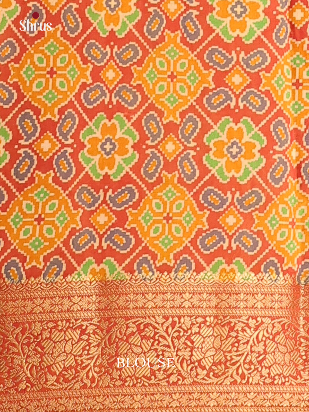 Mustard & Orange - Semi Patola Saree - Shop on Shrus.com