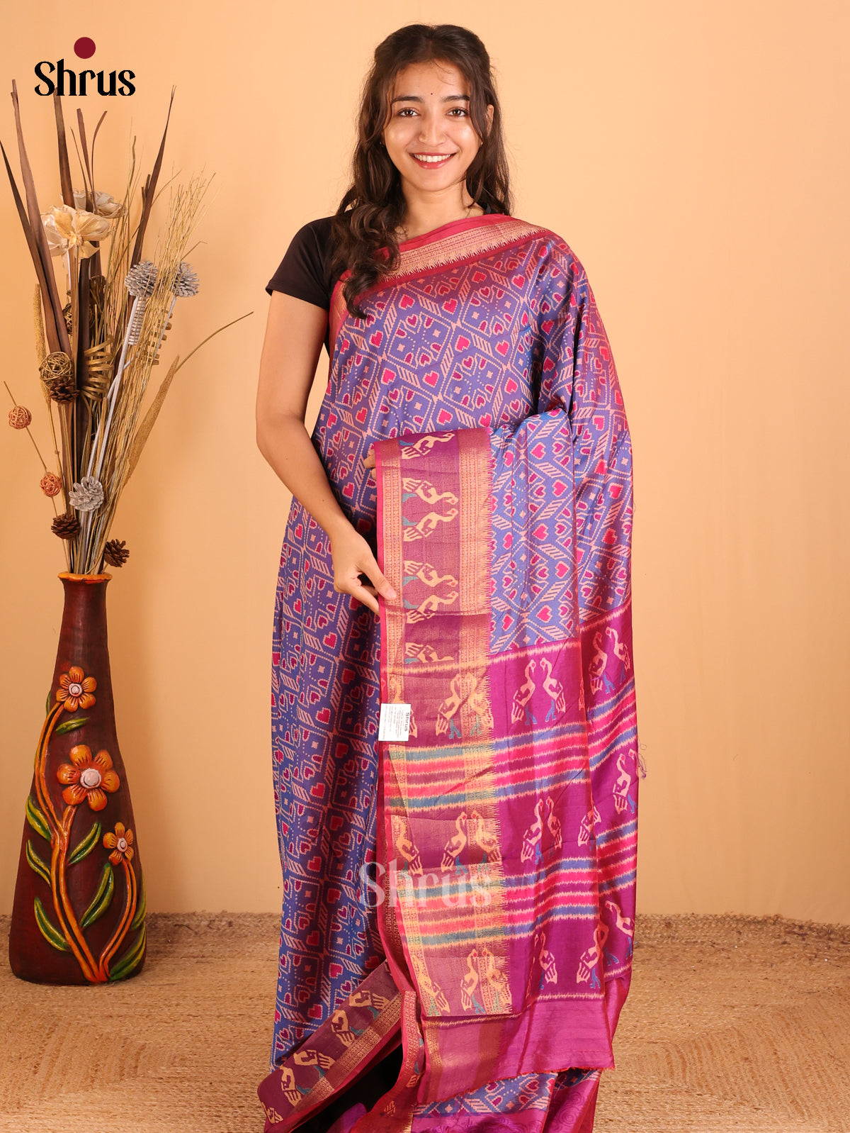 Purple & Majenta - Semi Patola Saree - Shop on Shrus.com