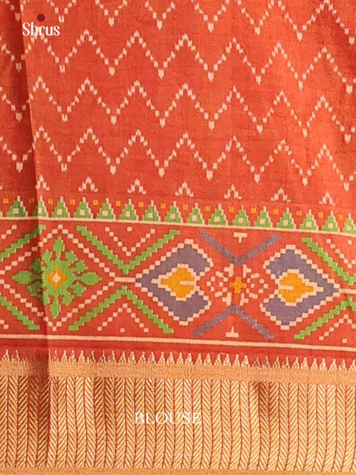Mustard & Orange - Semi Patola Saree - Shop on Shrus.com