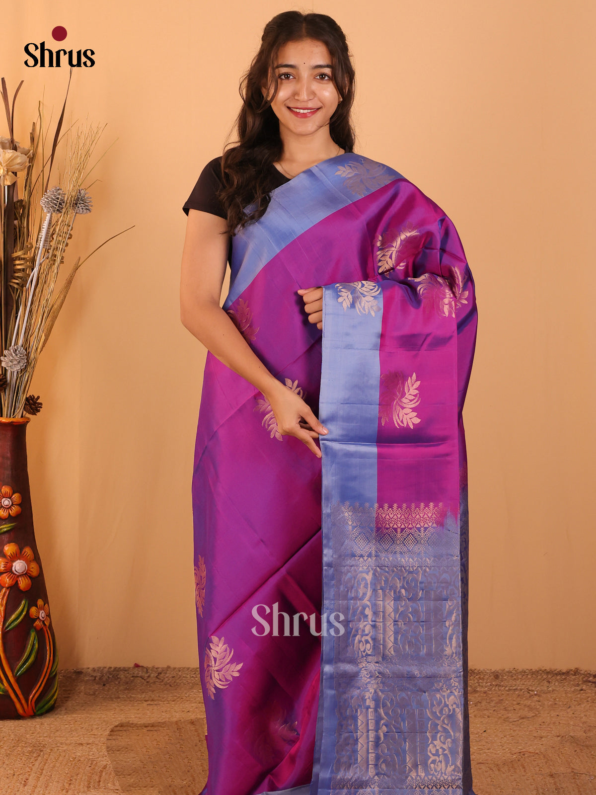 Purple & Lavender - Softsilk-halfpure Saree - Shop on Shrus.com