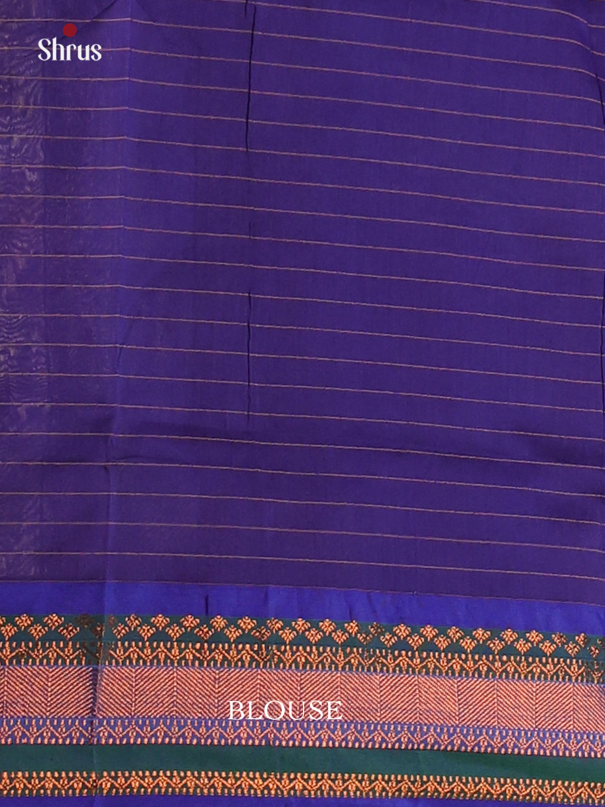 Elegant Green Kalyani Cotton Saree with Checks, Contrast Blue Border And Copper Zari Pallu. - Shop on Shrus.com
