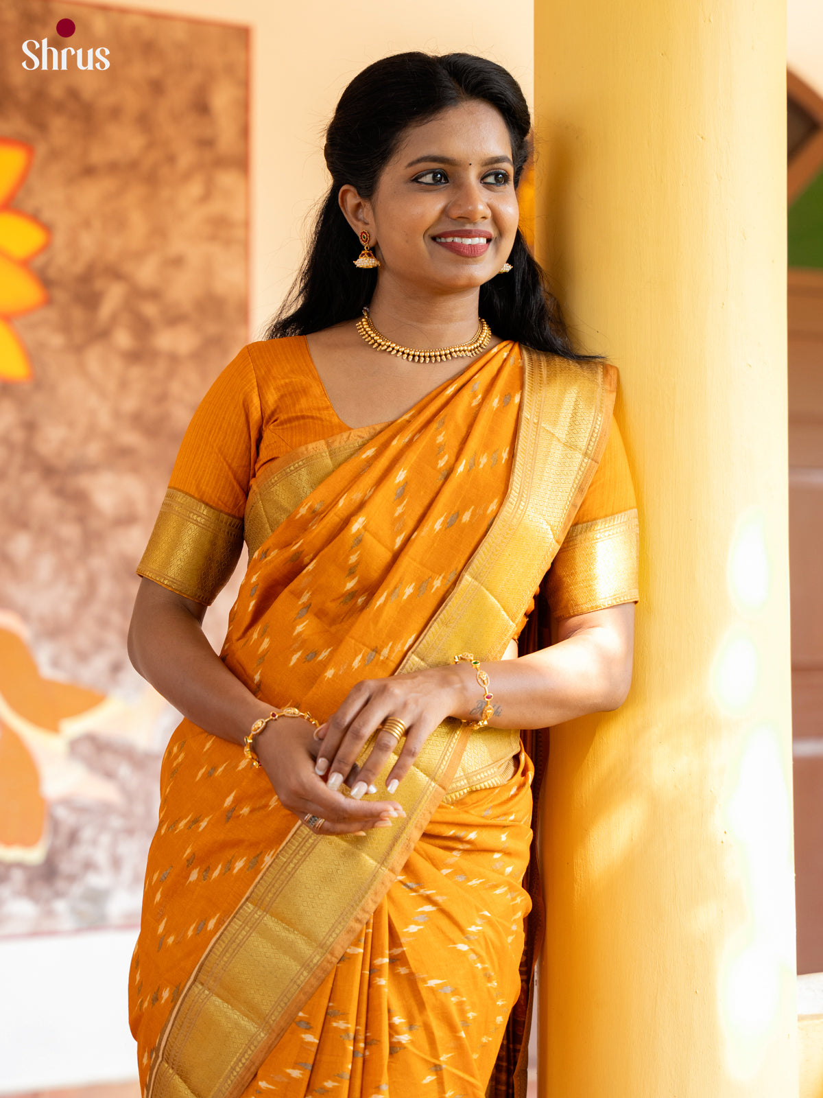 Orange- Semi Patola Saree - Shop on Shrus.com