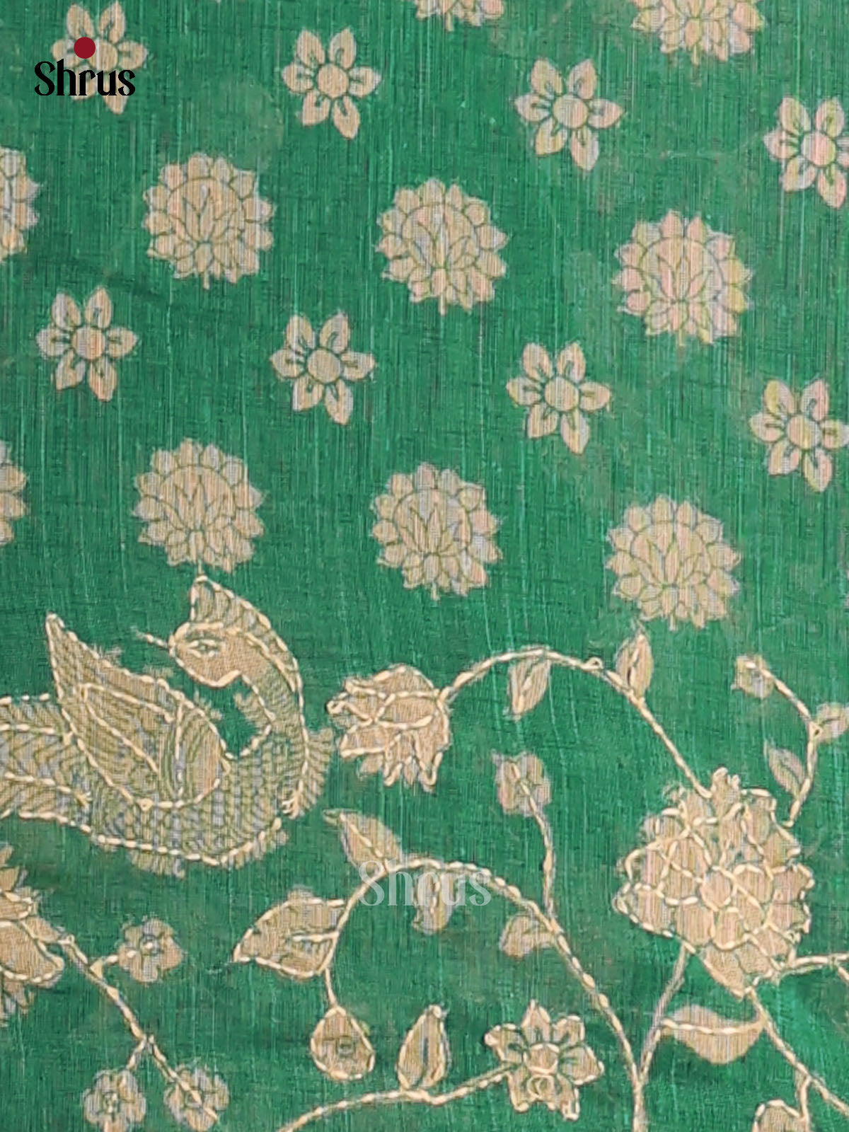 Green - Semi kantha Saree - DCS25015 - Shop on Shrus.com