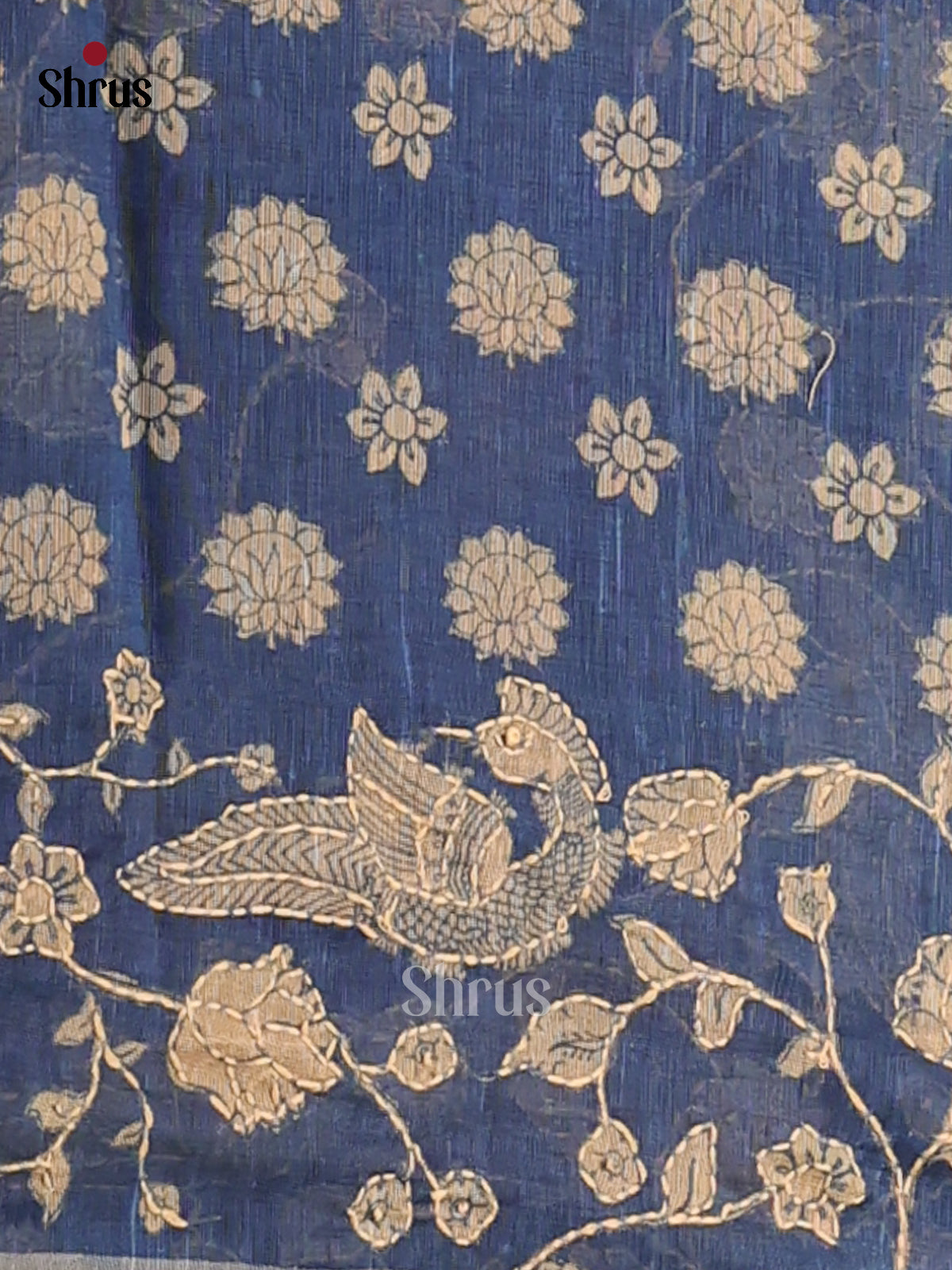 Navy Blue - Semi kantha Saree - DCS25017 - Shop on Shrus.com