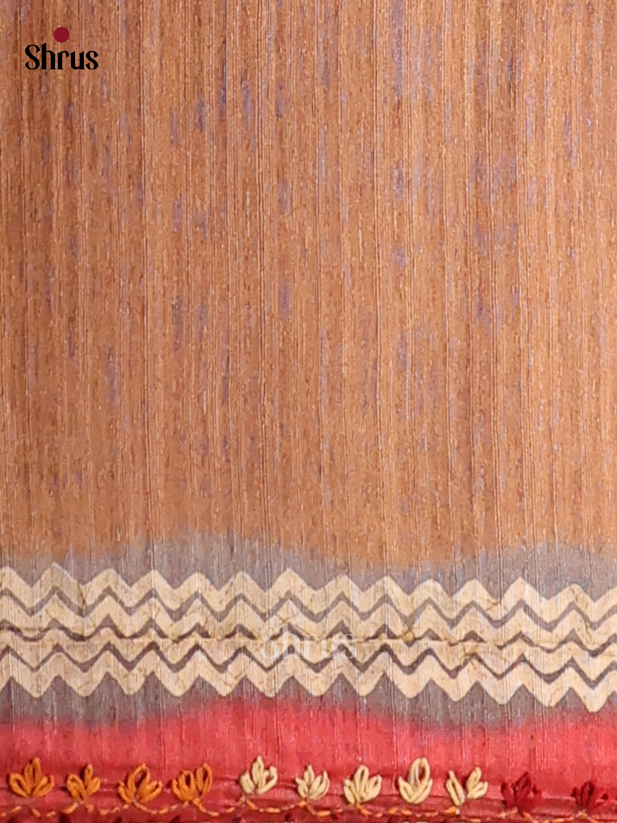 Brown & Red - Semi kantha Saree - DCS25028 - Shop on Shrus.com