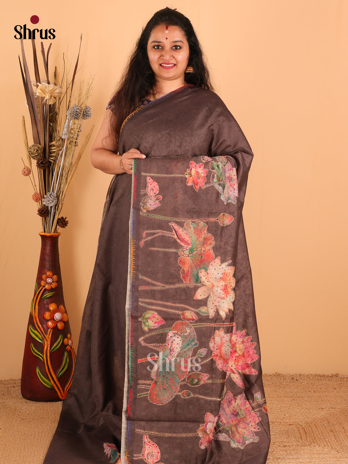Brown - Semi kantha Saree - DCS25065 - Shop on Shrus.com