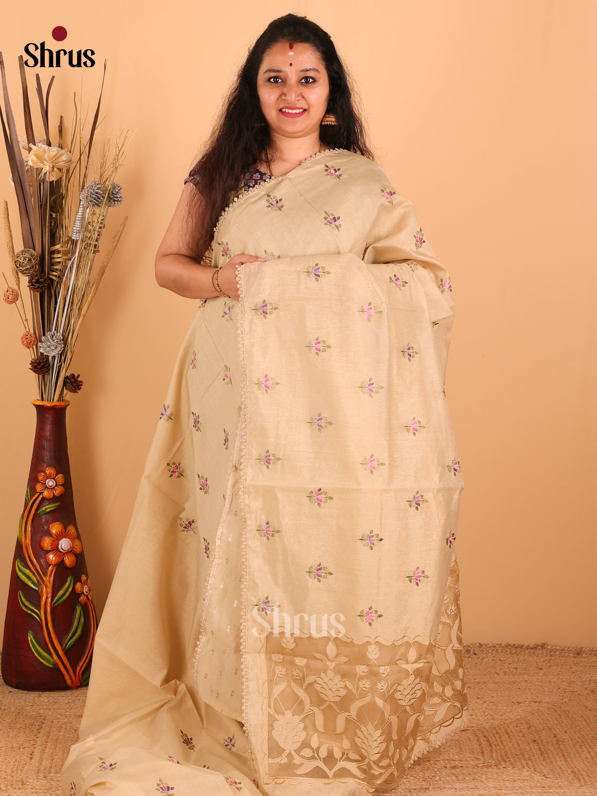Sandal - Semi kantha Saree - DCS25086 - Shop on Shrus.com