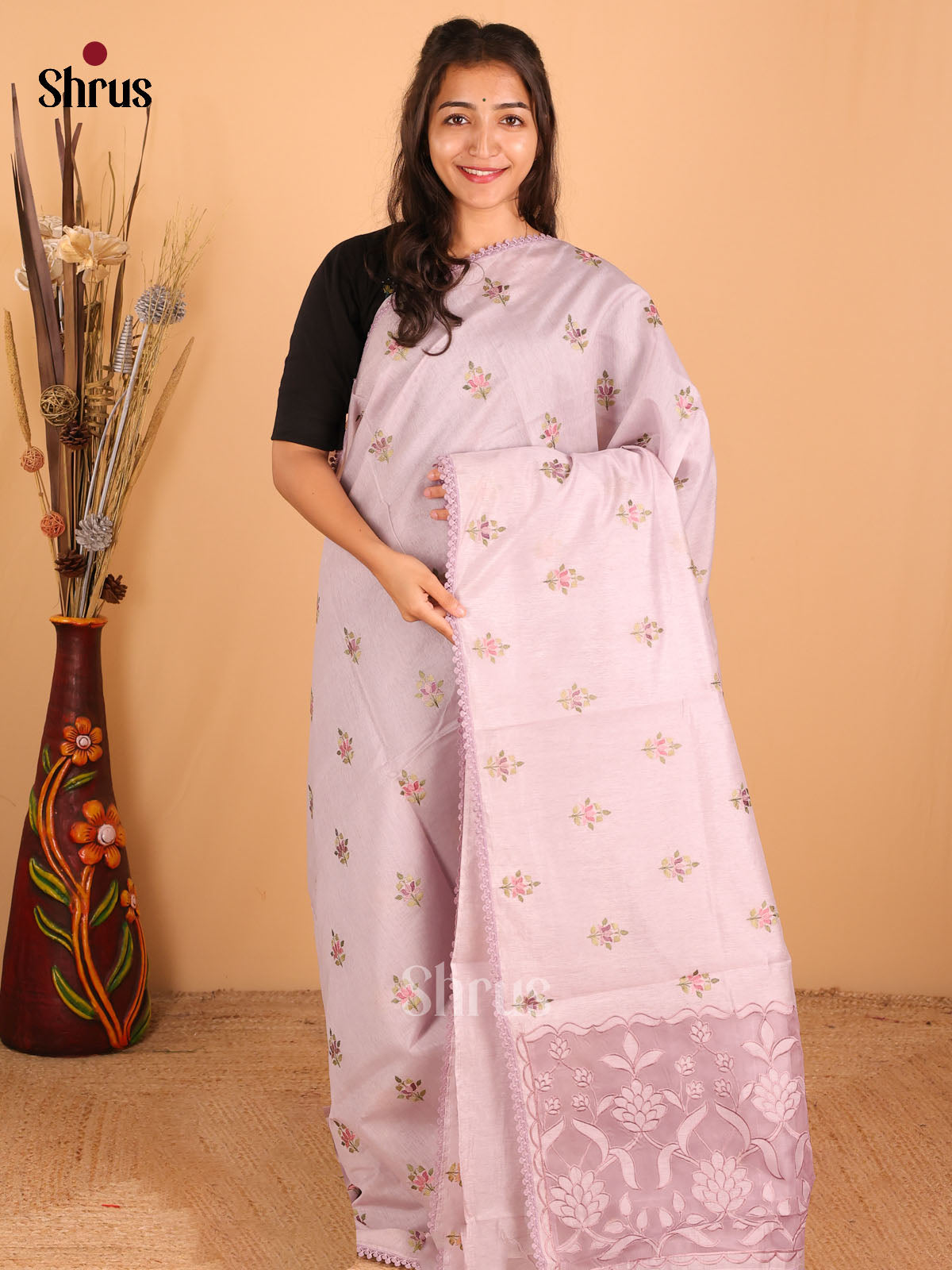 Lavender - Semi kantha Saree - DCS25089 - Shop on Shrus.com