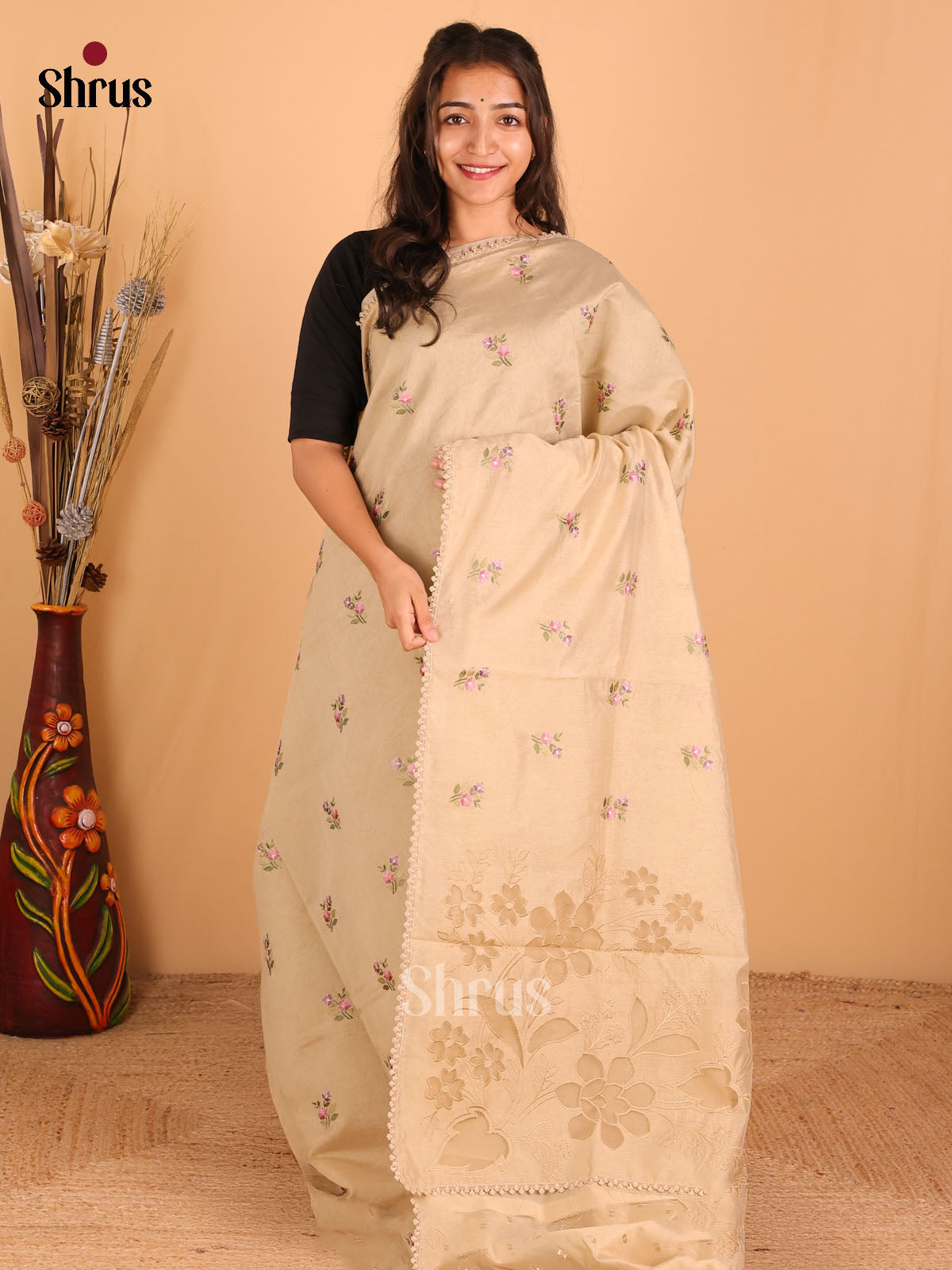 Sandal - Semi kantha Saree - DCS25094 - Shop on Shrus.com