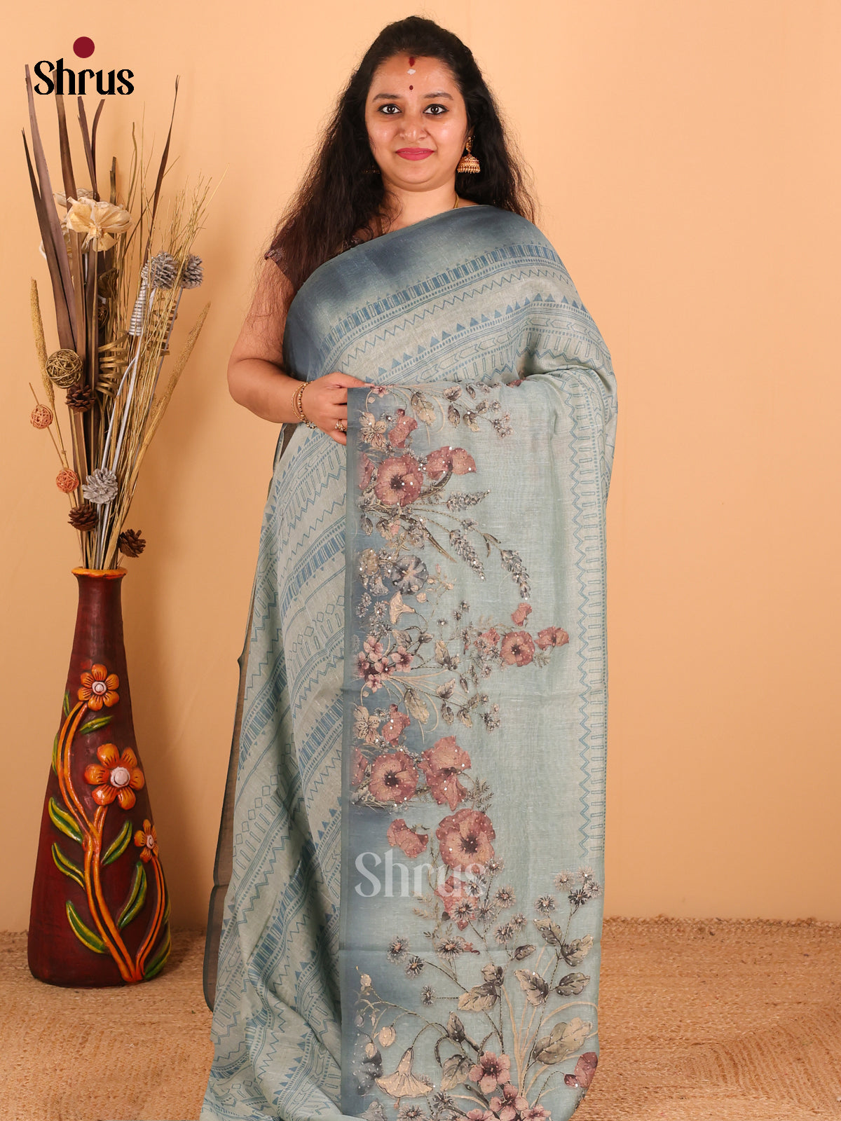 Sky Blue - Semi kantha Saree - DCS25104 - Shop on Shrus.com