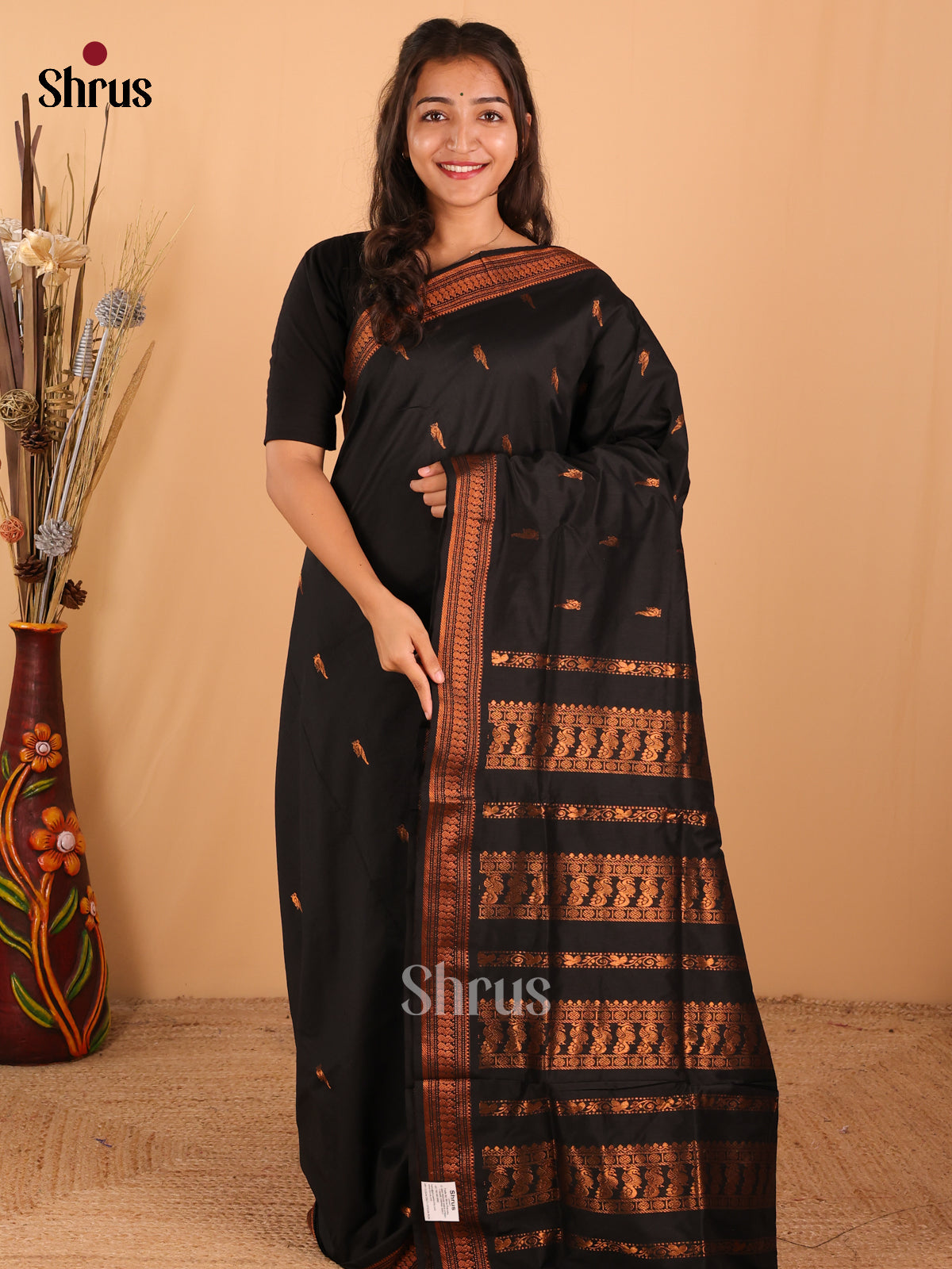 Black Kalyani Cotton Saree - DCS27078 - Shop on Shrus.com