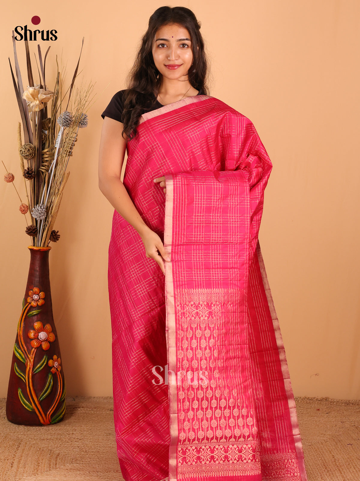 Rani Pink-Soft Silk Saree - DCS28002 - Shop on Shrus.com