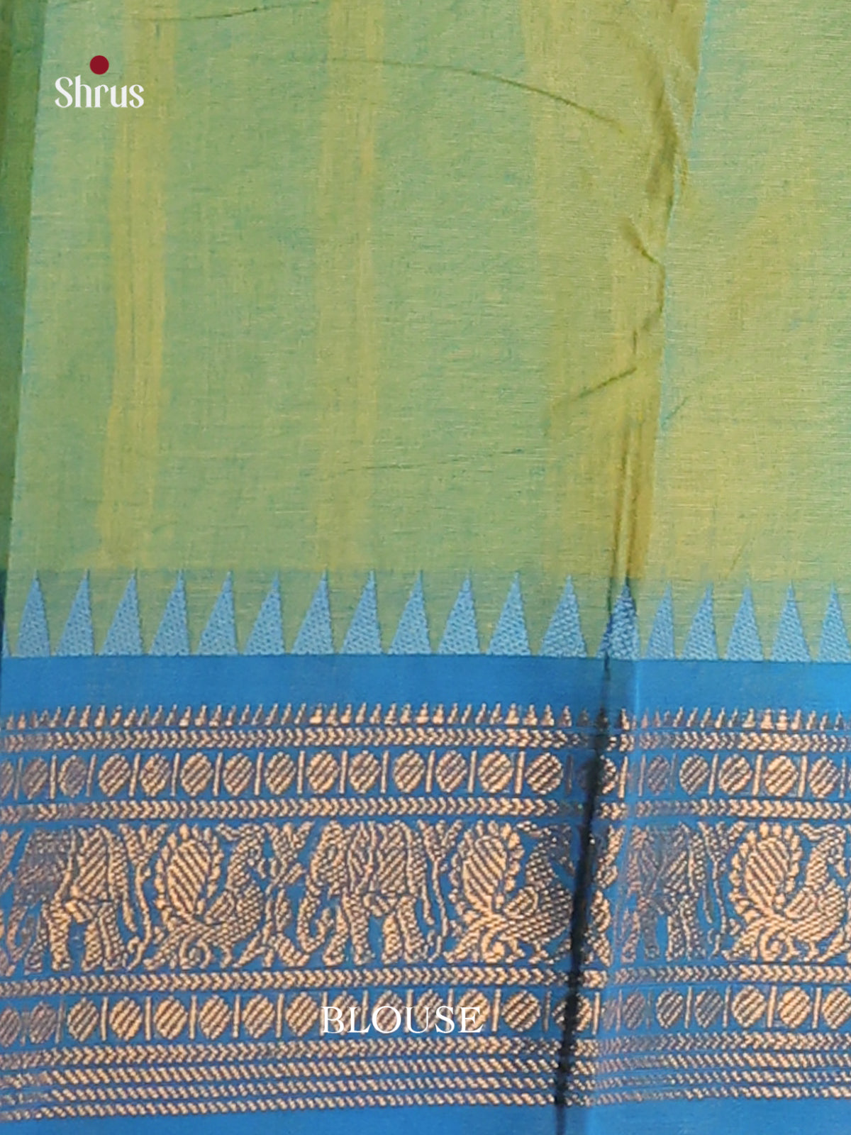 Parrot green with rama blue-Chettinad saree -DDS02133 - Shop on Shrus.com