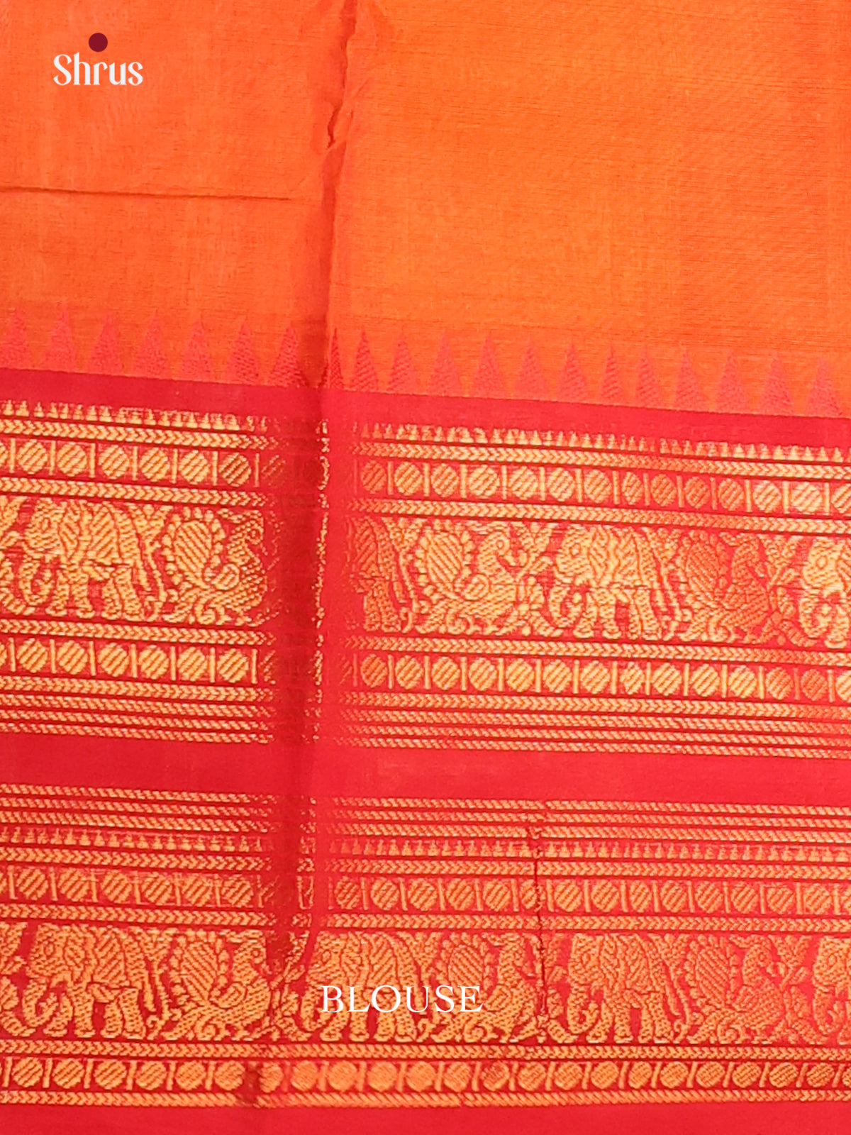 Orange with Red - Chettinad saree -DDS02139 - Shop on Shrus.com