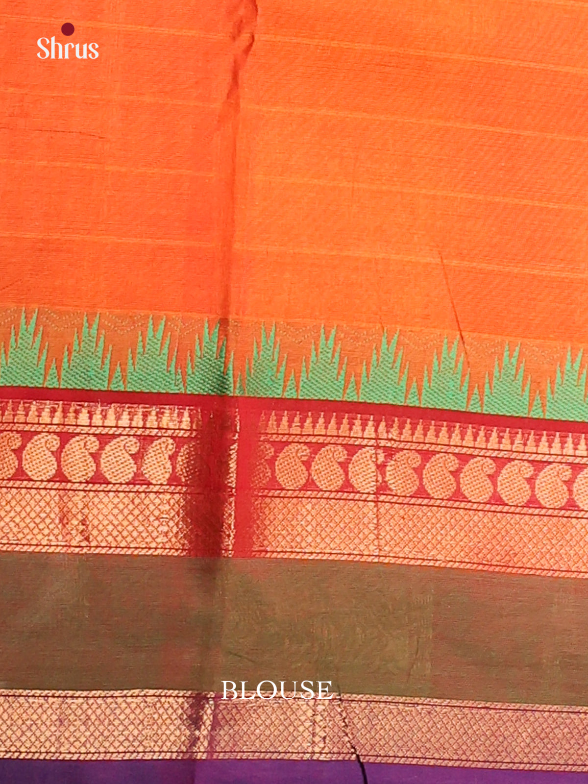 Orange with Violet - Chettinad saree -DDS02144 - Shop on Shrus.com