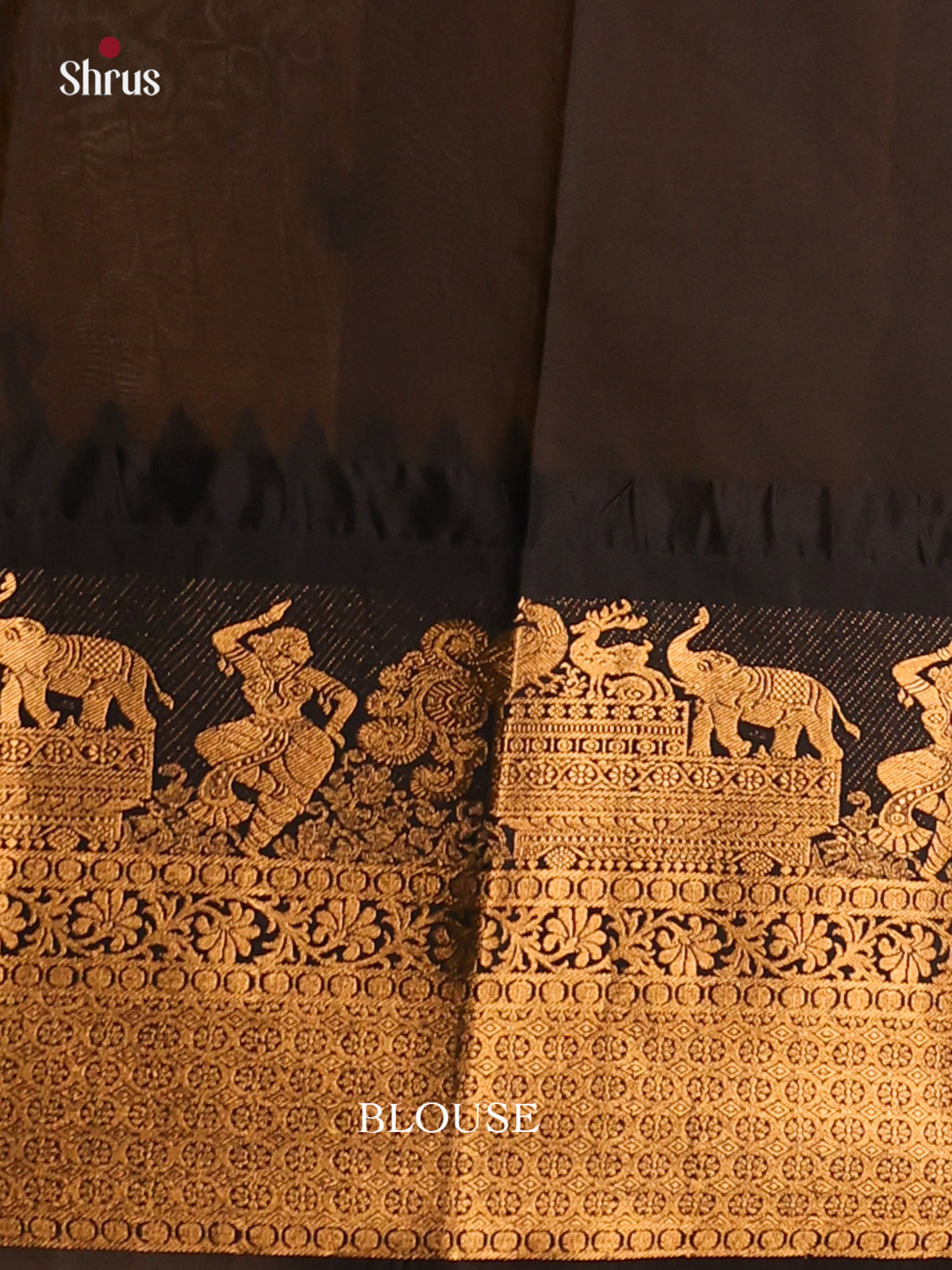 Yellow with Black-Gadwal Half pure Saree - DDS04090 - Shop on Shrus.com