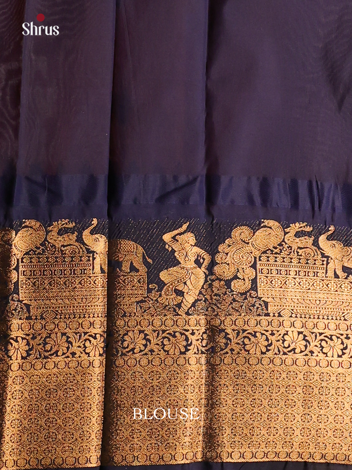 Peach with Navy Blue-Gadwal Half pure Saree - DDS04092 - Shop on Shrus.com