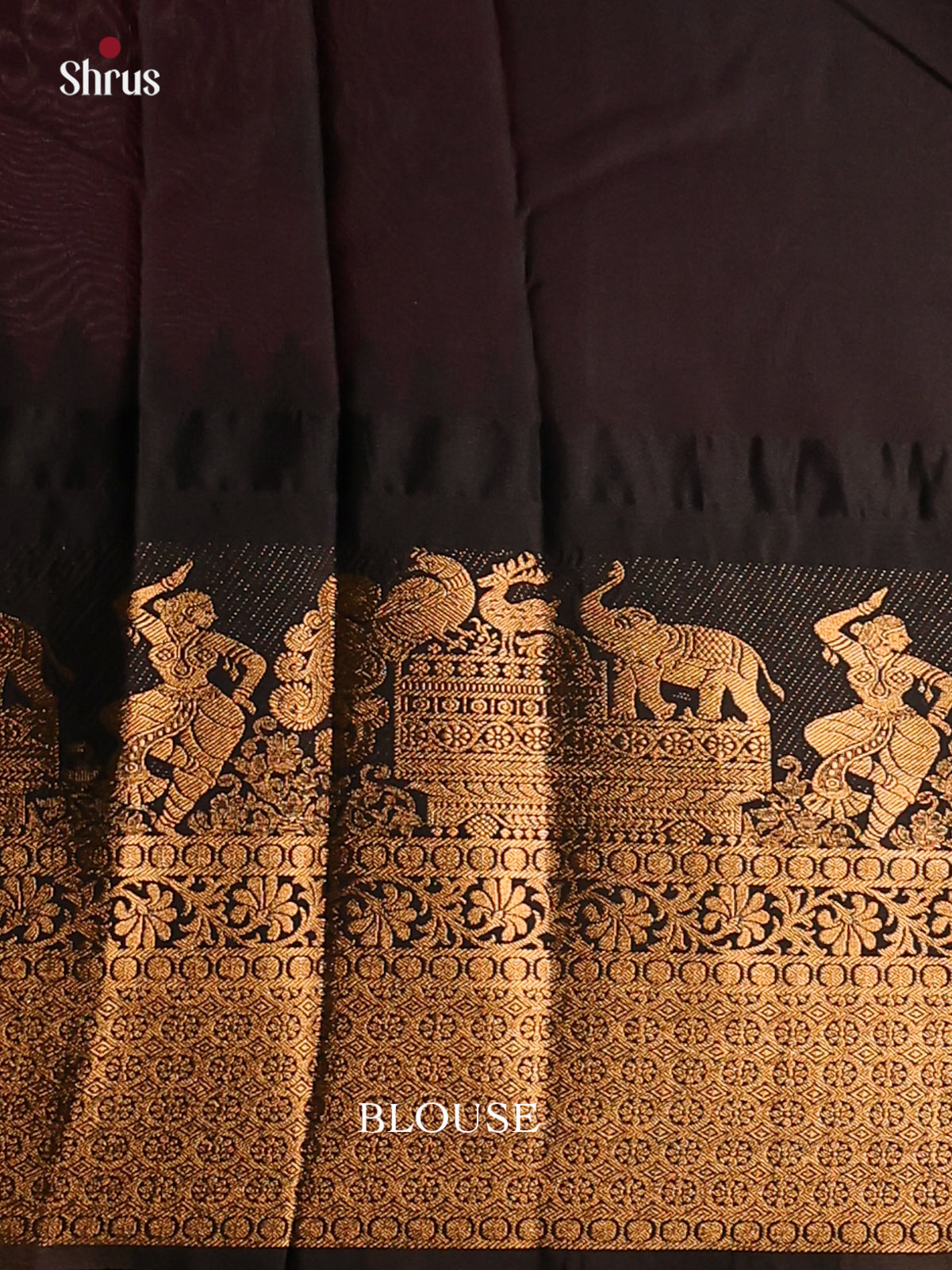 Magenta with Black-Gadwal Half pure Saree 1