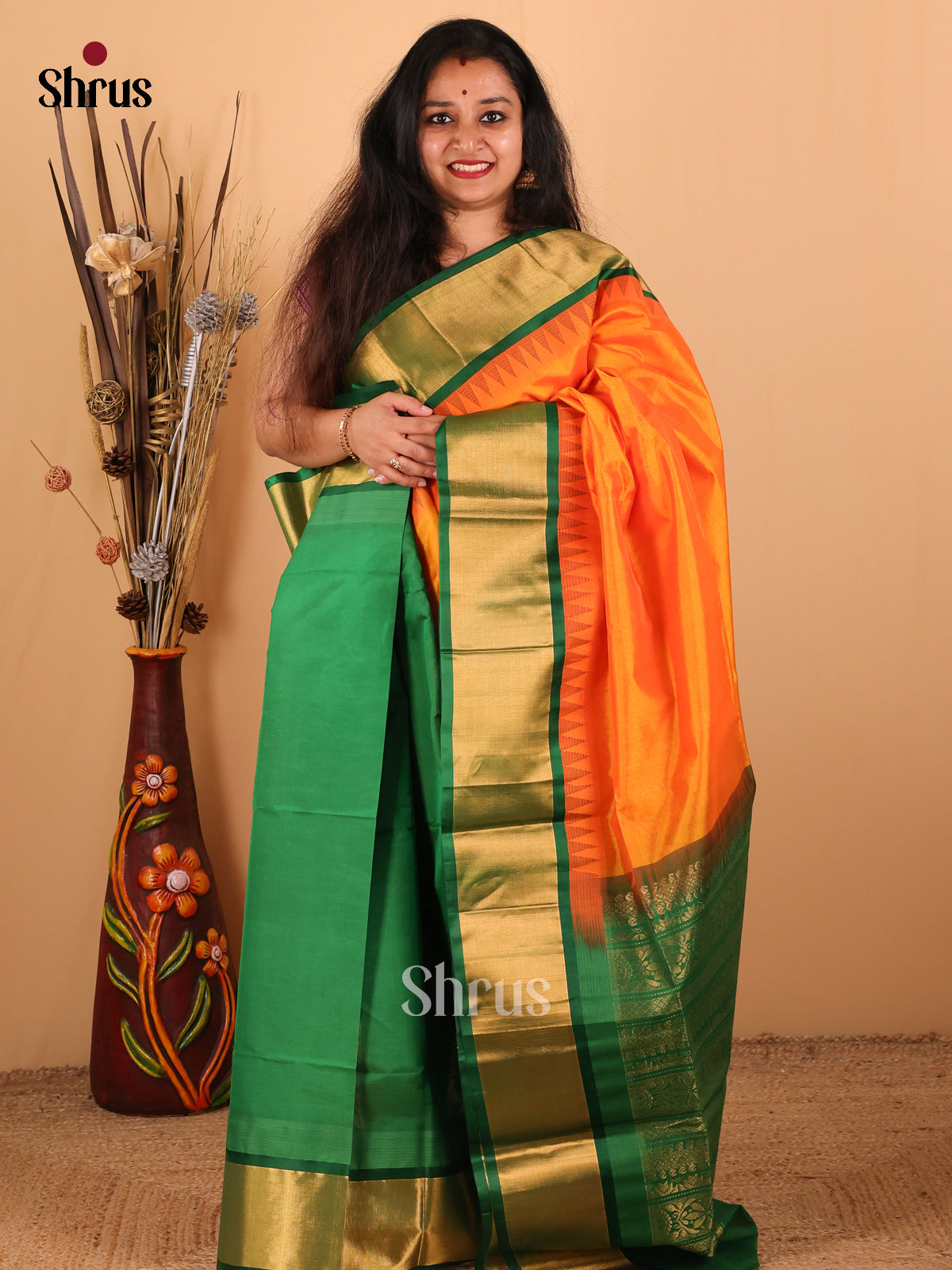 TRENDY NEW MOSS SILK SHADED ORANGE SAREE