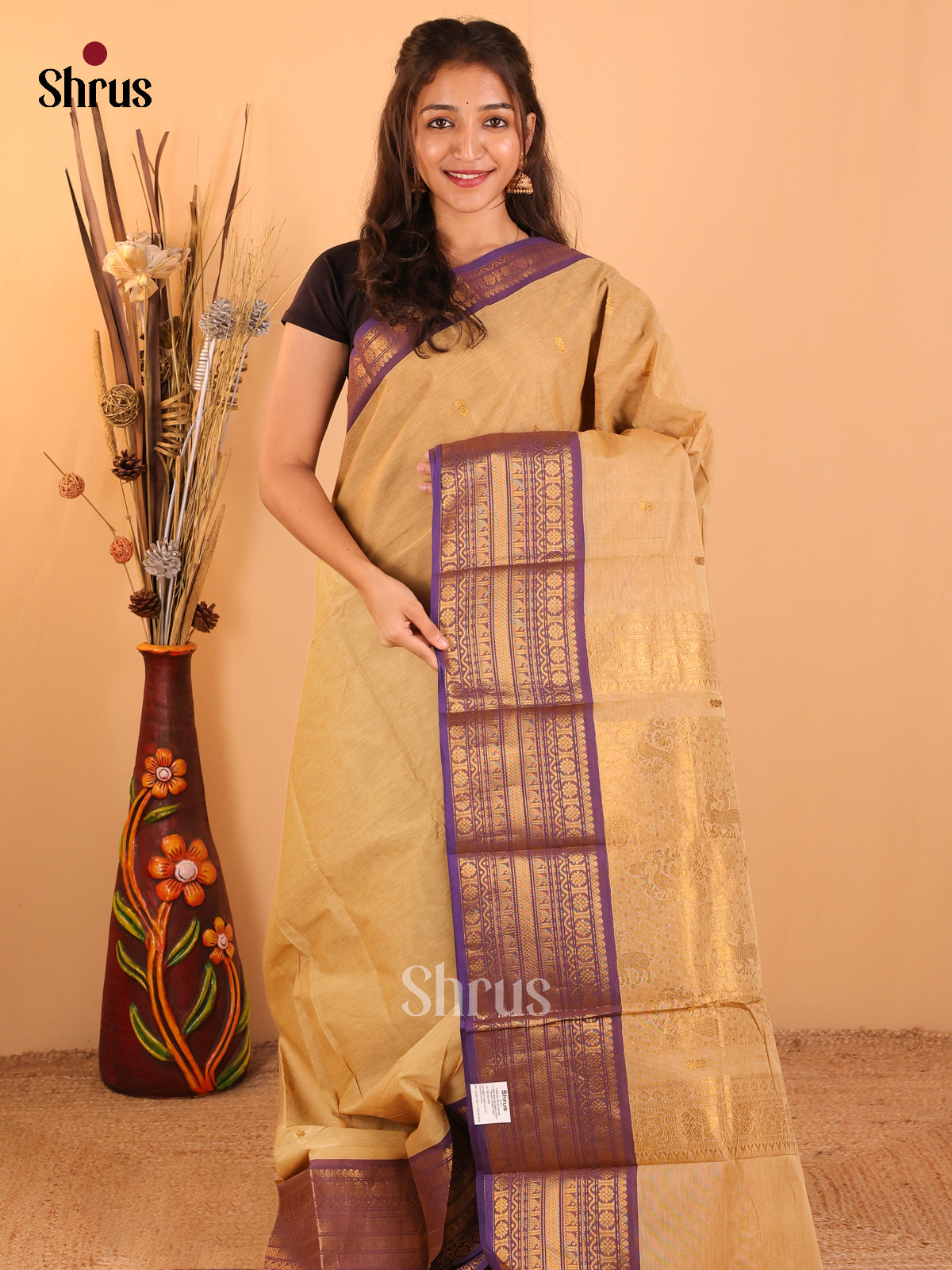 Sandal with Violet - Chettinad saree-DDS05069 - Shop on Shrus.com
