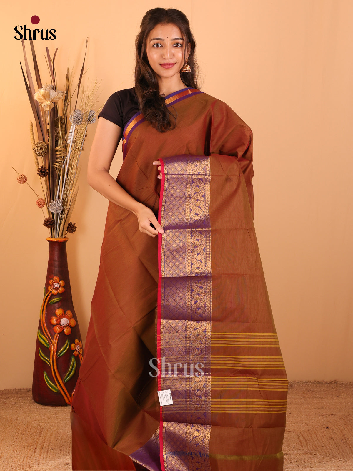 Mehandhi green with violet-Chettinad saree -DDS05088 - Shop on Shrus.com