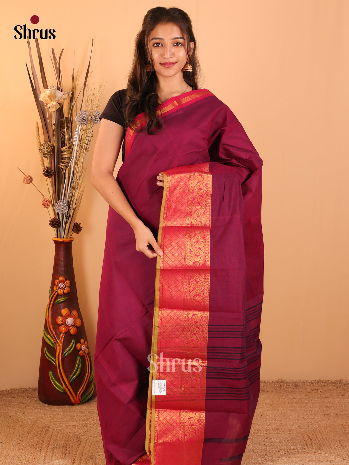 Plum with Pink-Chettinad saree -DDS05091 - Shop on Shrus.com