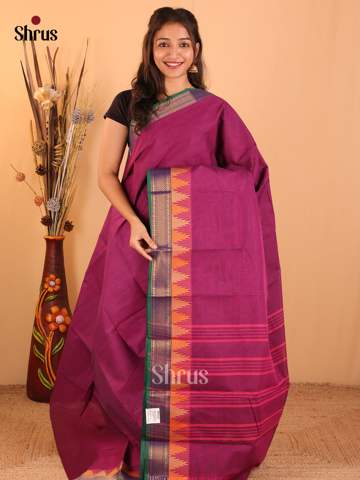 Purple with Blue-Chettinad saree -DDS05098 - Shop on Shrus.com