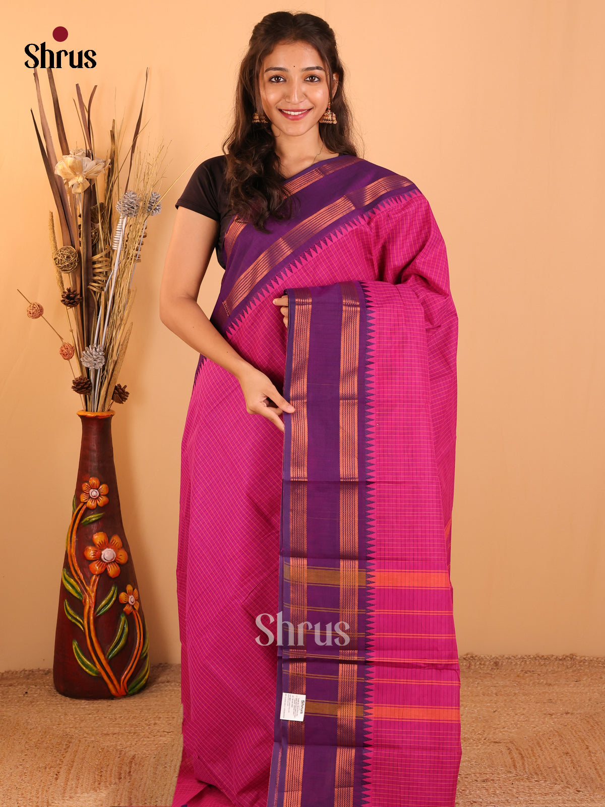 Violet with Purple-Chettinad saree -DDS05105 - Shop on Shrus.com