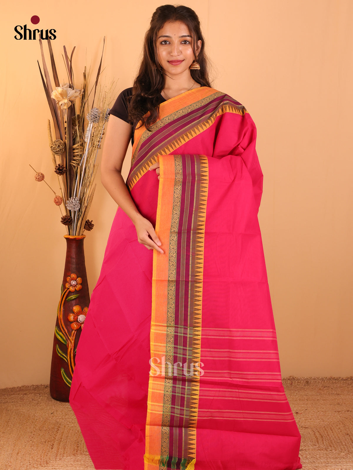 Pink with Orange-Chettinad saree -DDS05132 - Shop on Shrus.com