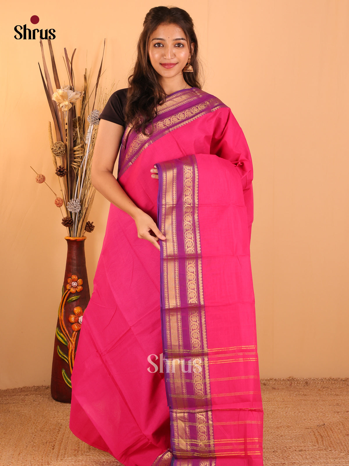 Pink with Purple-Chettinad saree -DDS05152 - Shop on Shrus.com