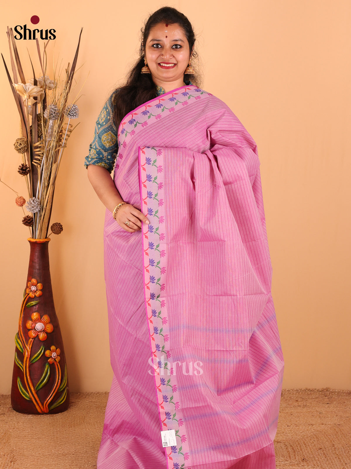 Purple with Royal Blue - South Cotton Saree - DDS09014 - Shop on Shrus.com