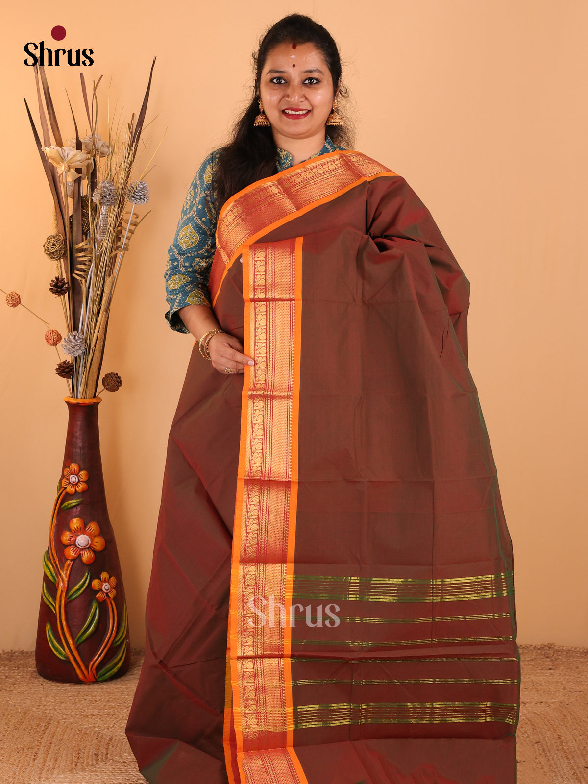 Dual Tone green with Maroon - Chettinad Cotton saree - DDS09126 - Shop on Shrus.com