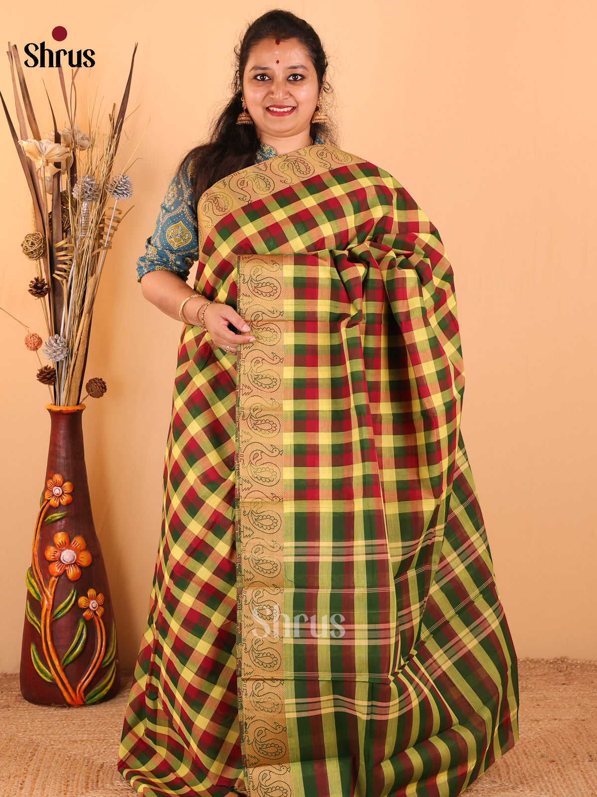 Multi colour - Chettinad Cotton saree - DDS09287 - Shop on Shrus.com