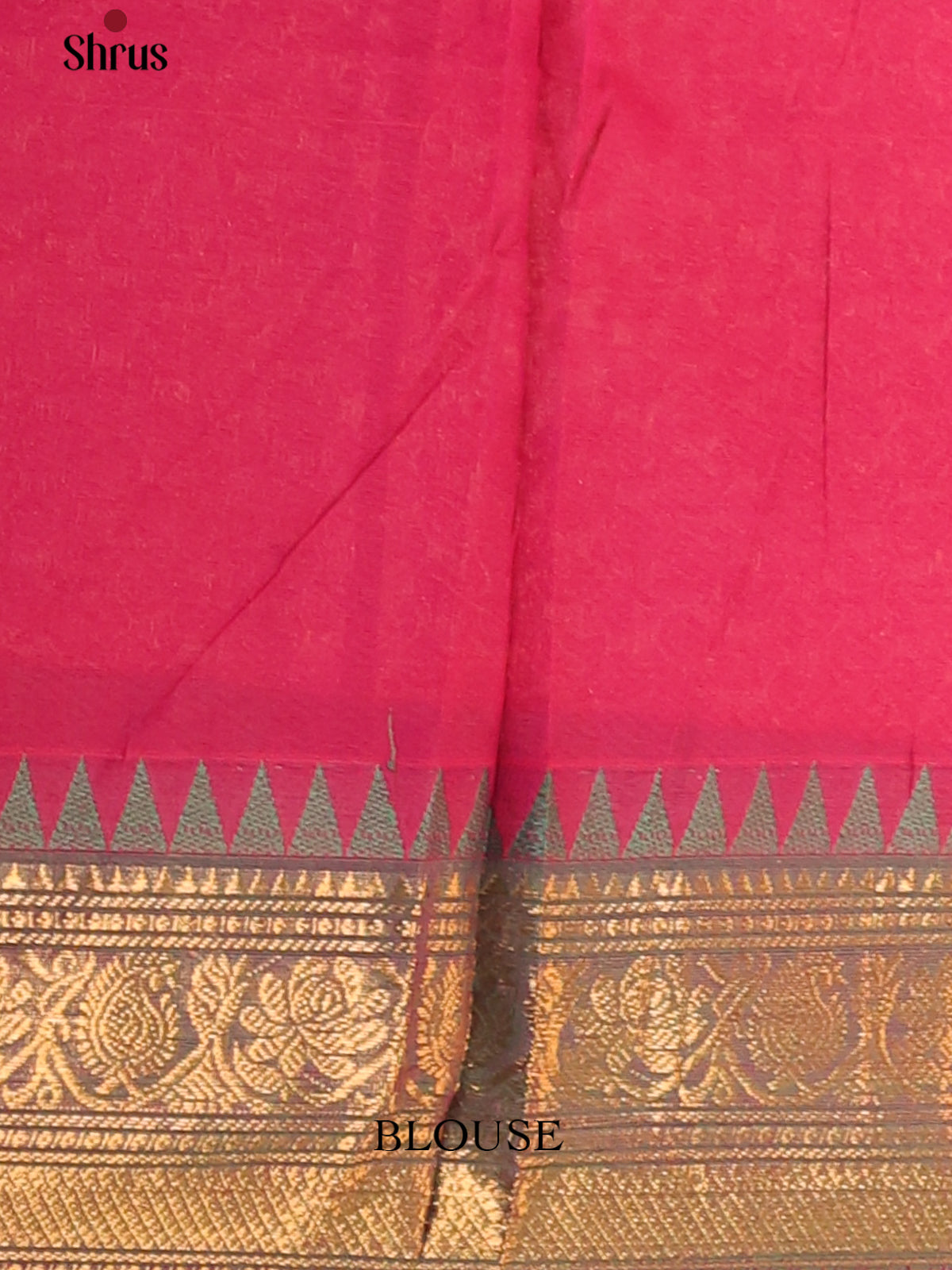 Ruby pink with green - Chettinad Cotton Saree - DDS09321 - Shop on Shrus.com