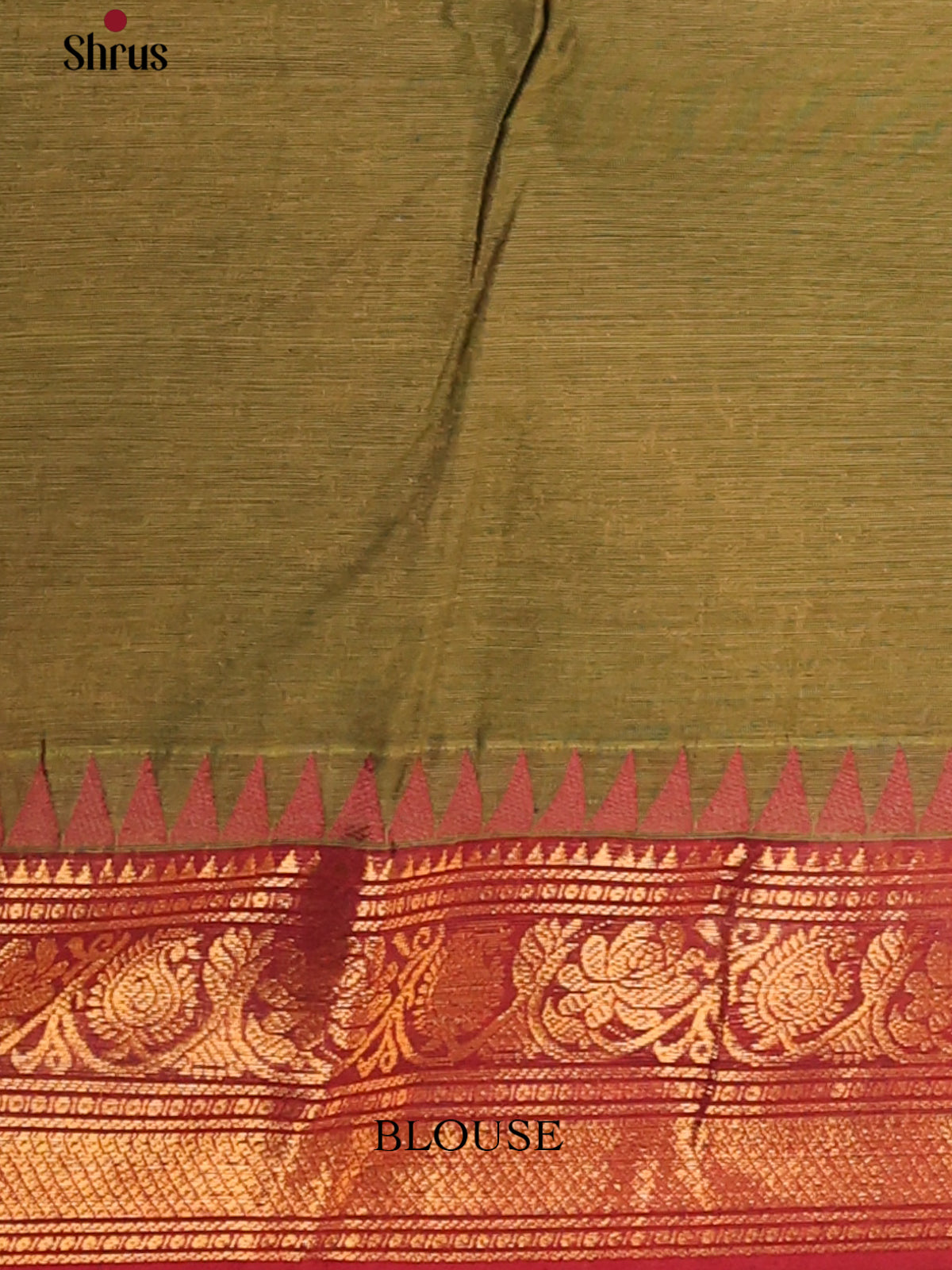 Army green with maroon - Chettinad Cotton Saree - DDS09324 - Shop on Shrus.com