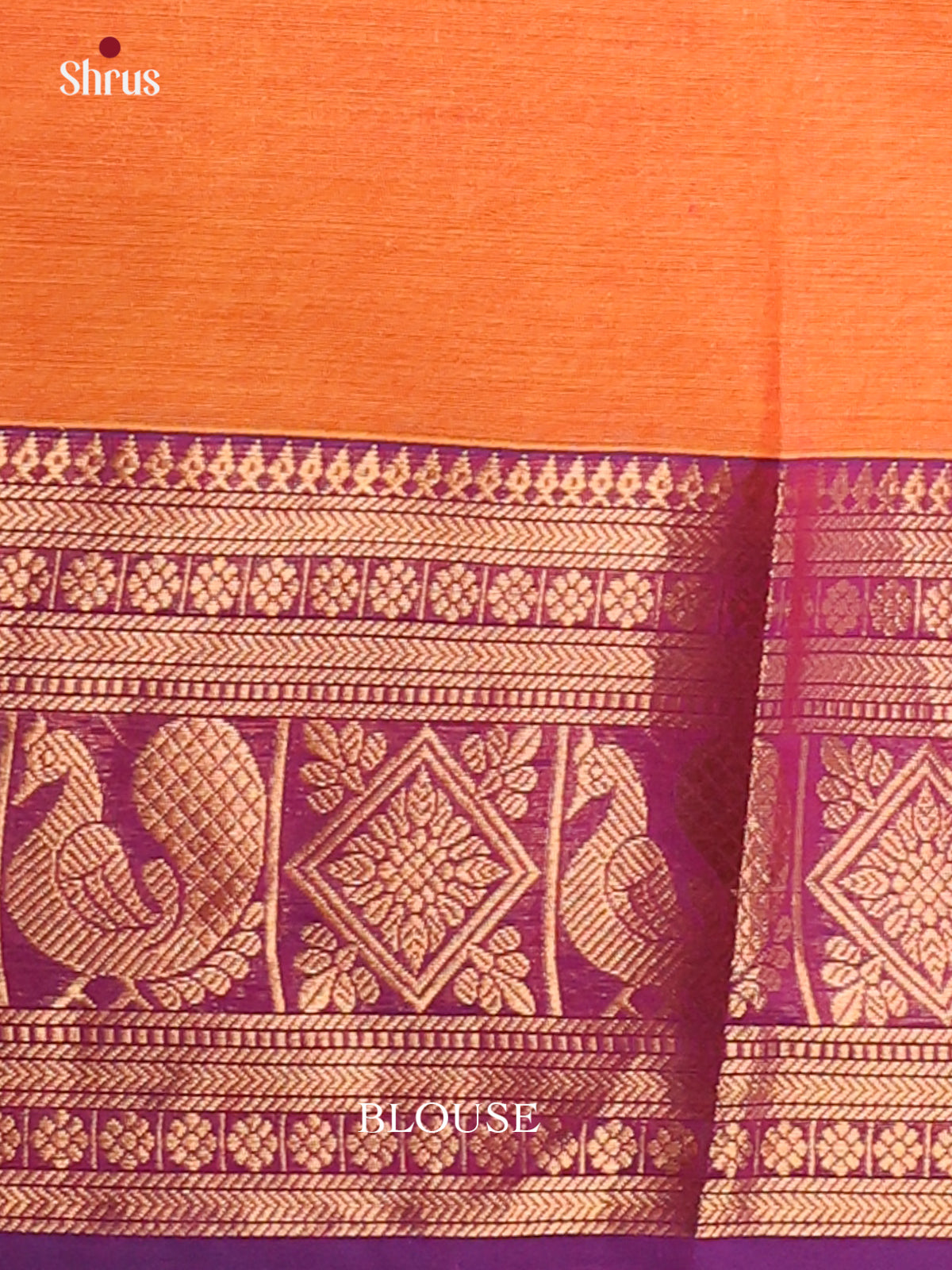 Dual Tone Orange with Pink & Violet Border - Chettinad Cotton Saree - DDS09342 - Shop on Shrus.com