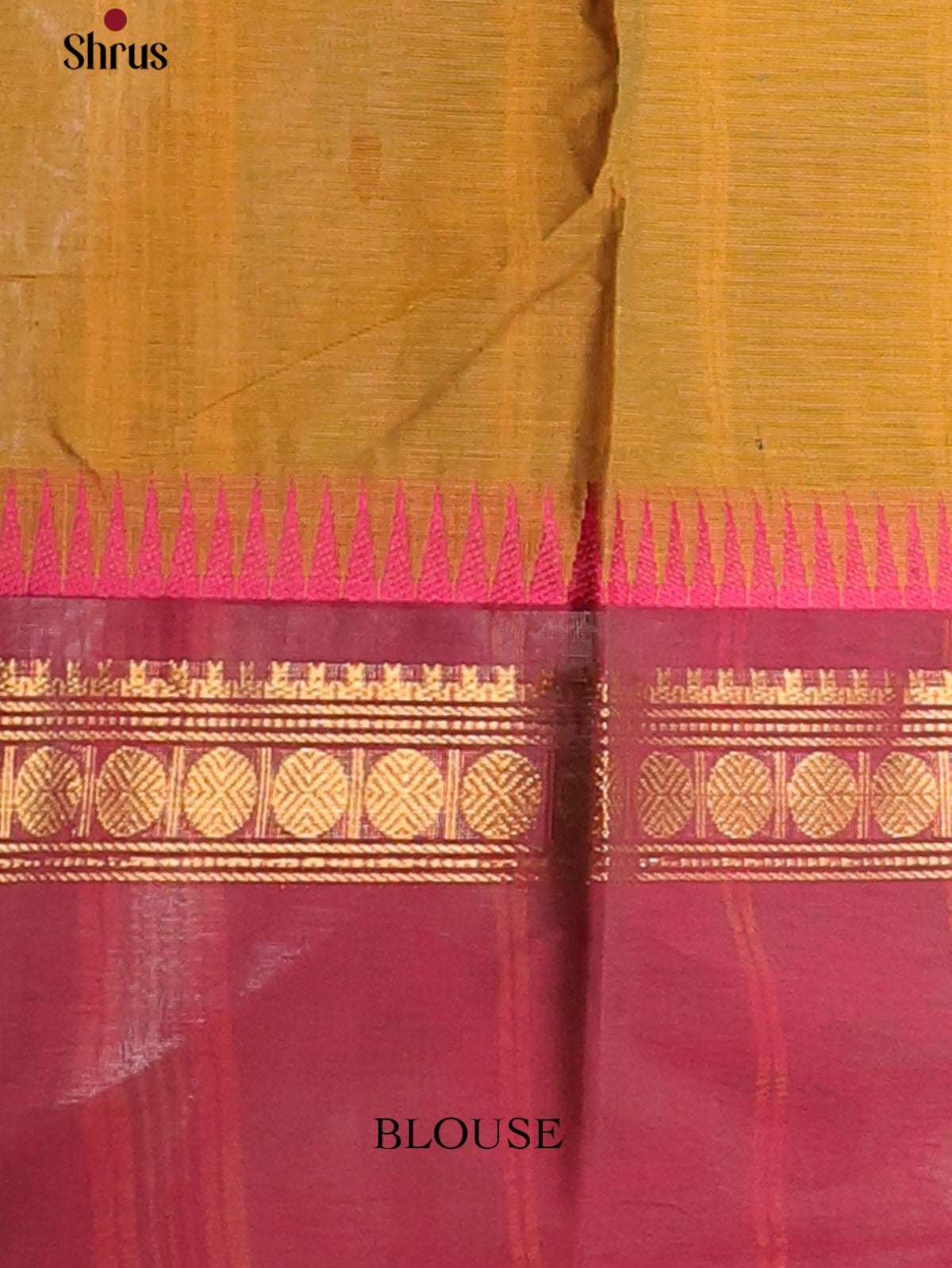 Dark Mustard with pink - Chettinad Cotton Saree - DDS10004 - Shop on Shrus.com