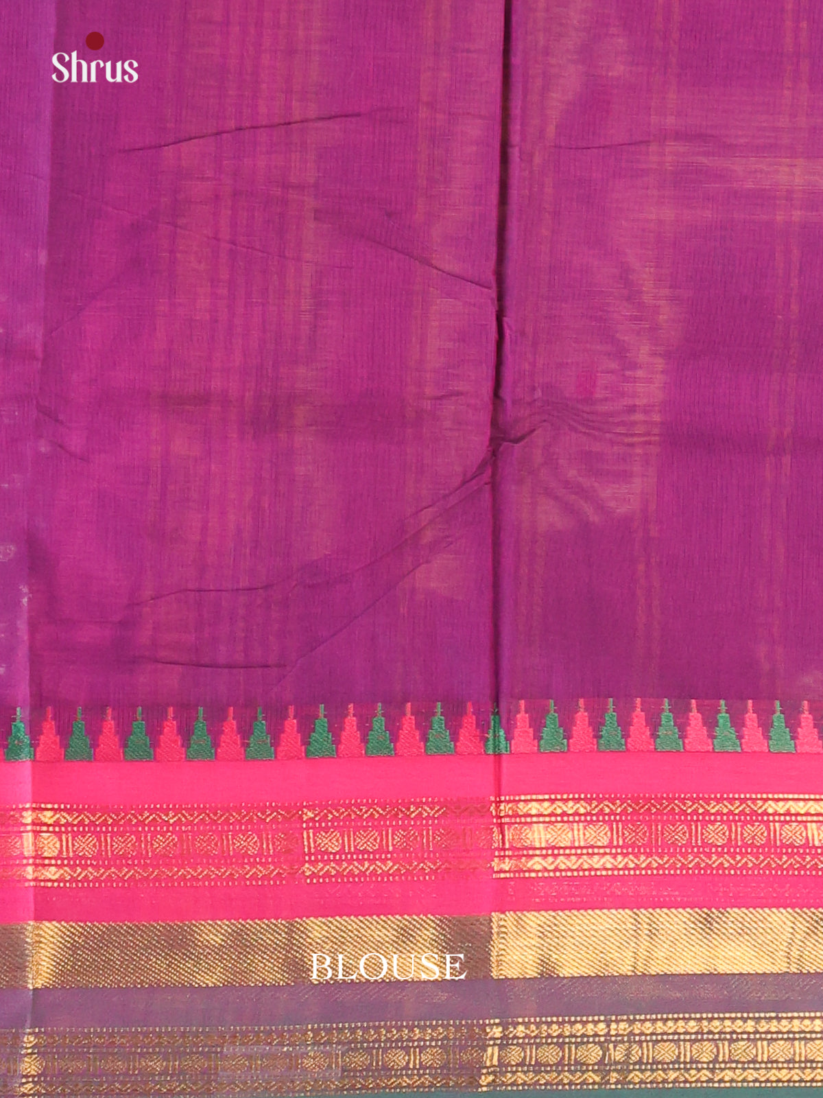 Plum with peacock green - Chettinad Cotton Saree - DDS10016 - Shop on Shrus.com
