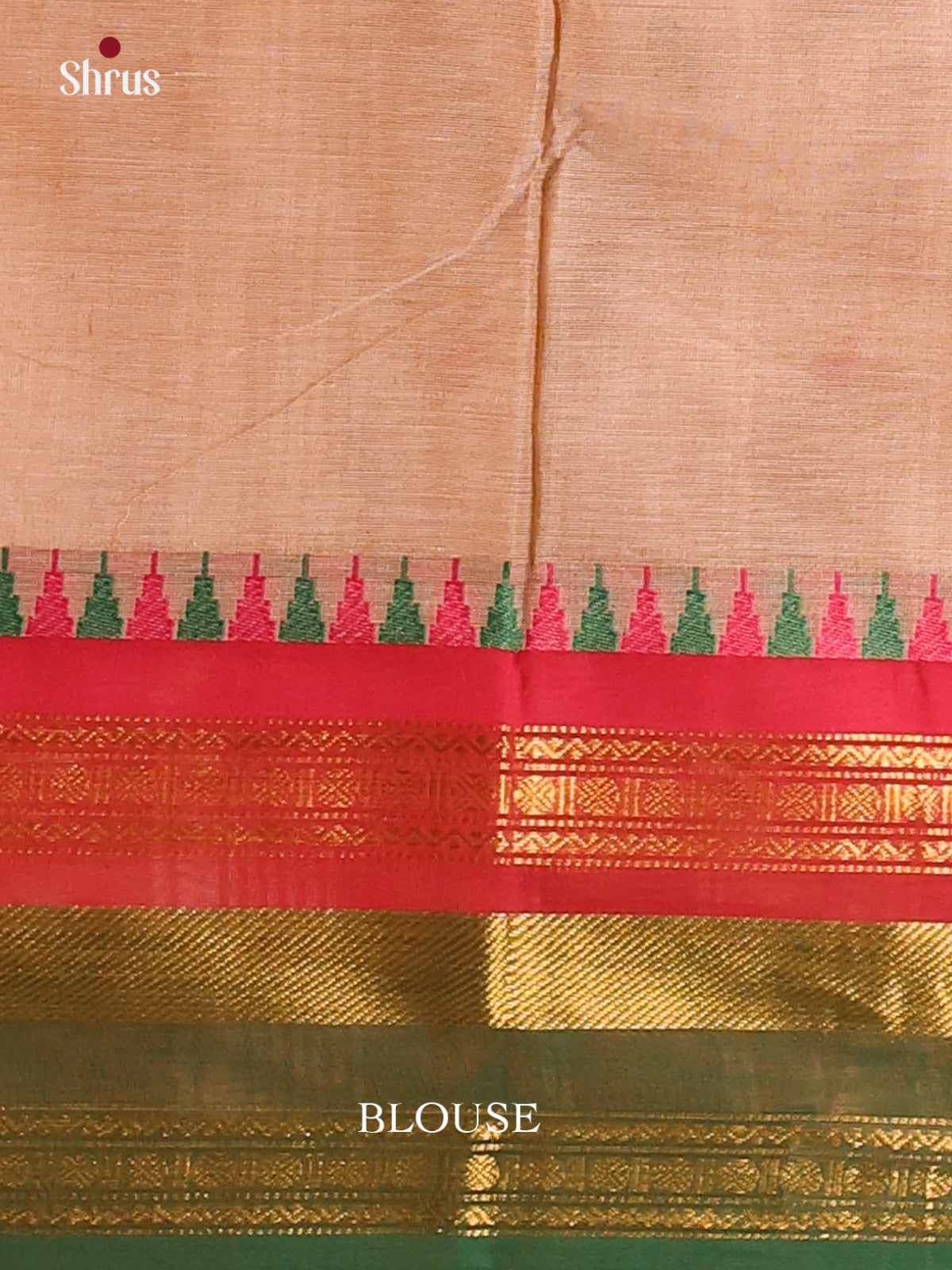 Beige with Green - Chettinad Cotton Saree - DDS10017 - Shop on Shrus.com