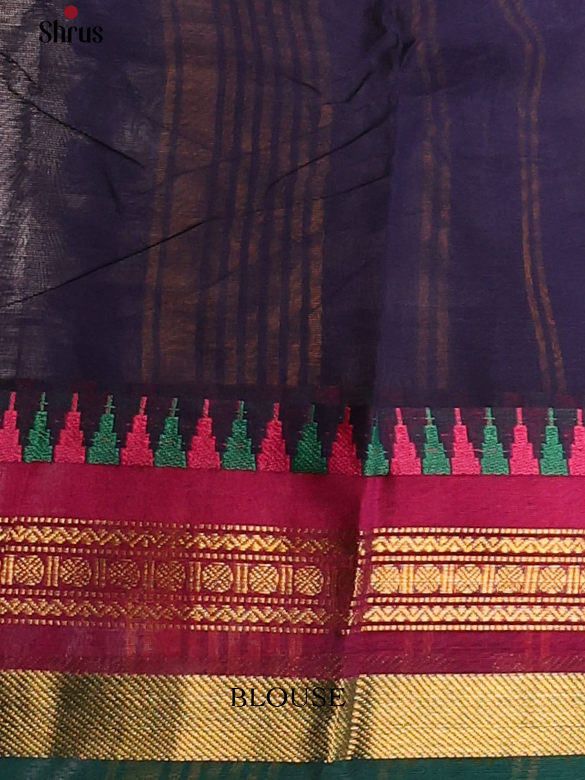 Navy Blue with Green - Chettinad Cotton Saree - DDS10019 - Shop on Shrus.com