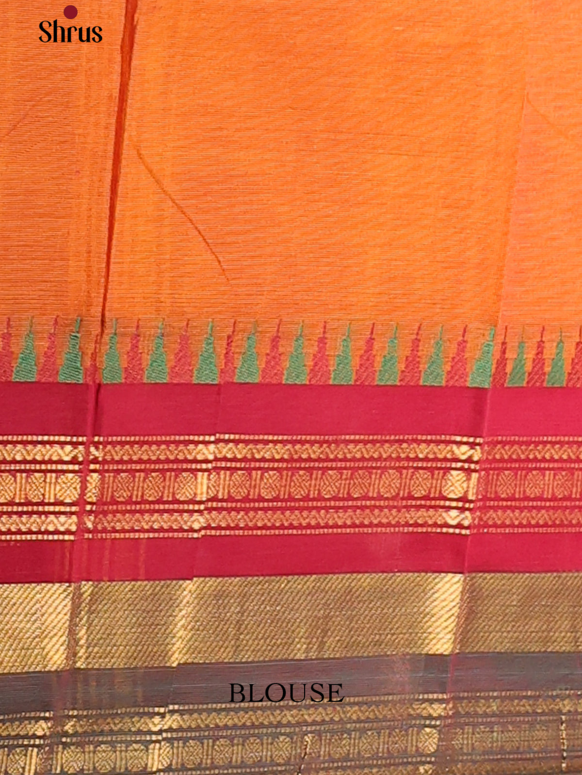 Rust with green - Chettinad Cotton Saree - DDS10020 - Shop on Shrus.com