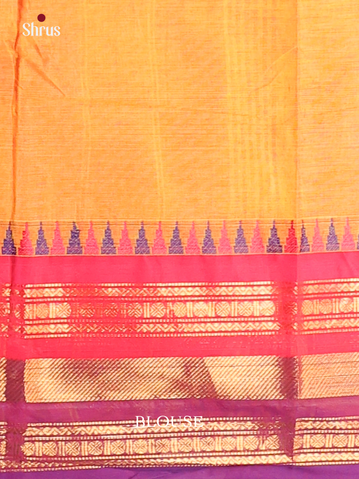 Mustard with Pink - Chettinad Cotton Saree - Shop on Shrus.com