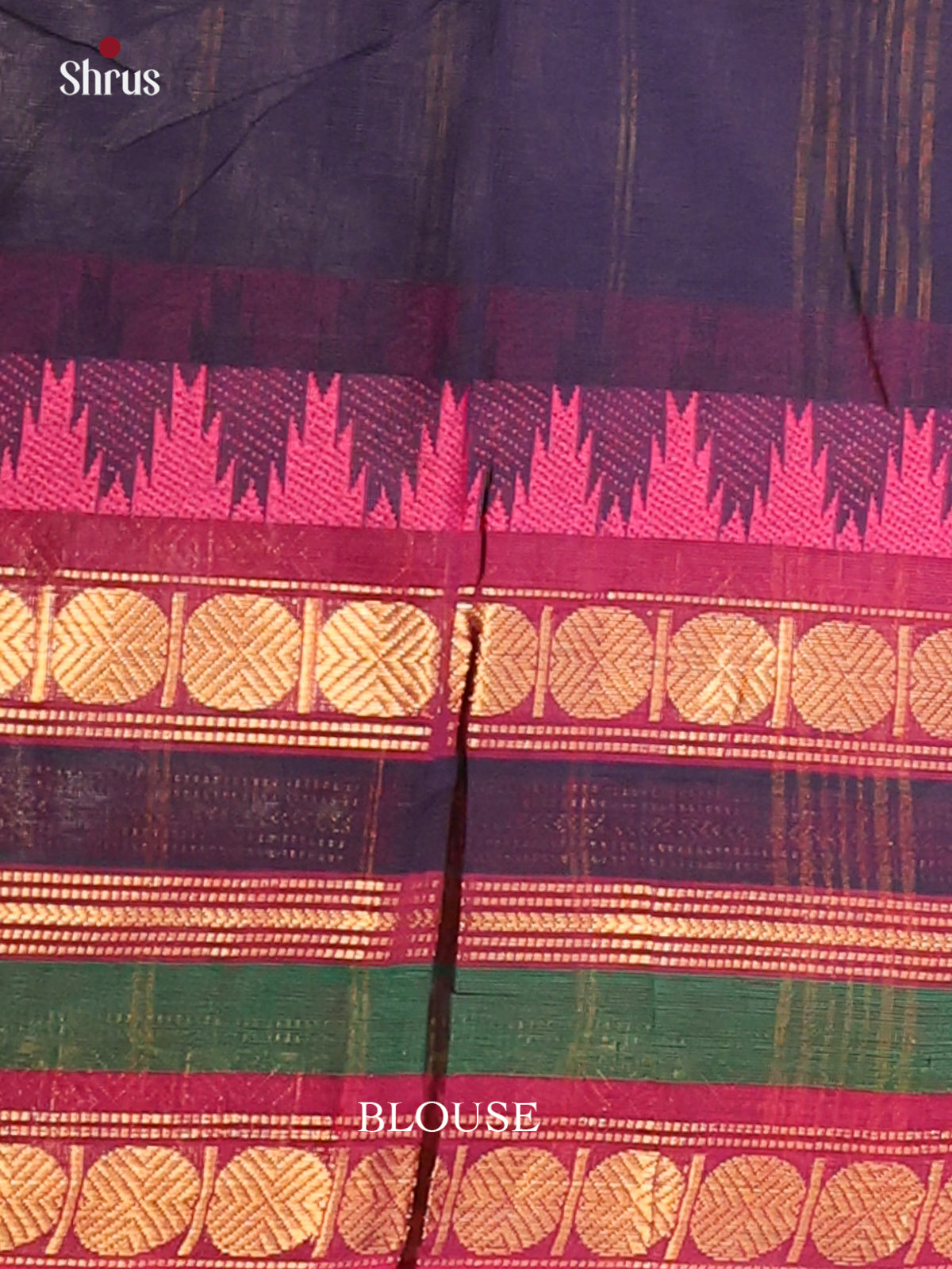 Navy blue with pink - Chettinad Cotton Saree - DDS10024 - Shop on Shrus.com
