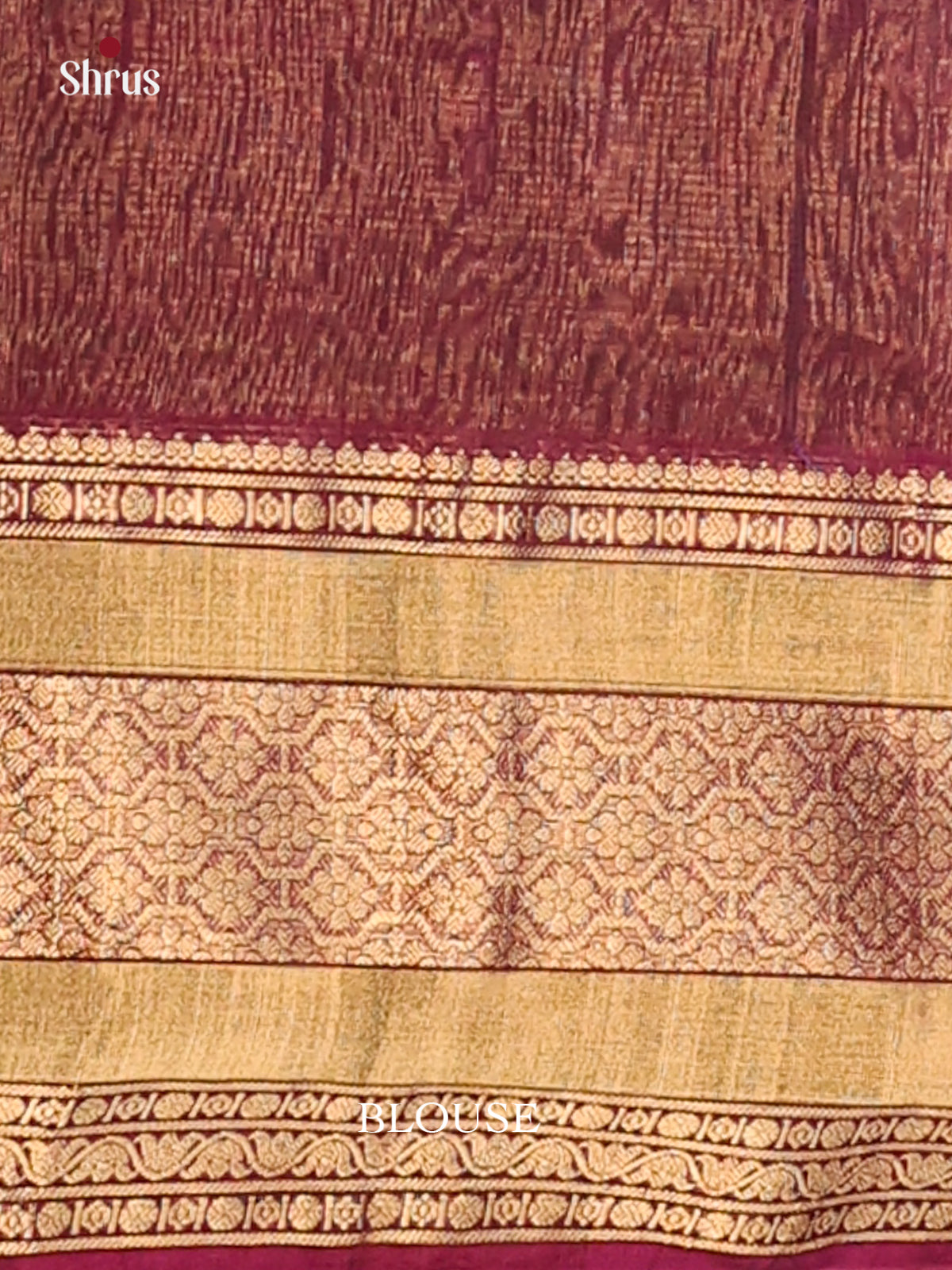 Navy Blue Silk Cotton Sare With Leaf Motifs, Zari Border & Maroon Pallu With Zari - Shop on Shrus.com