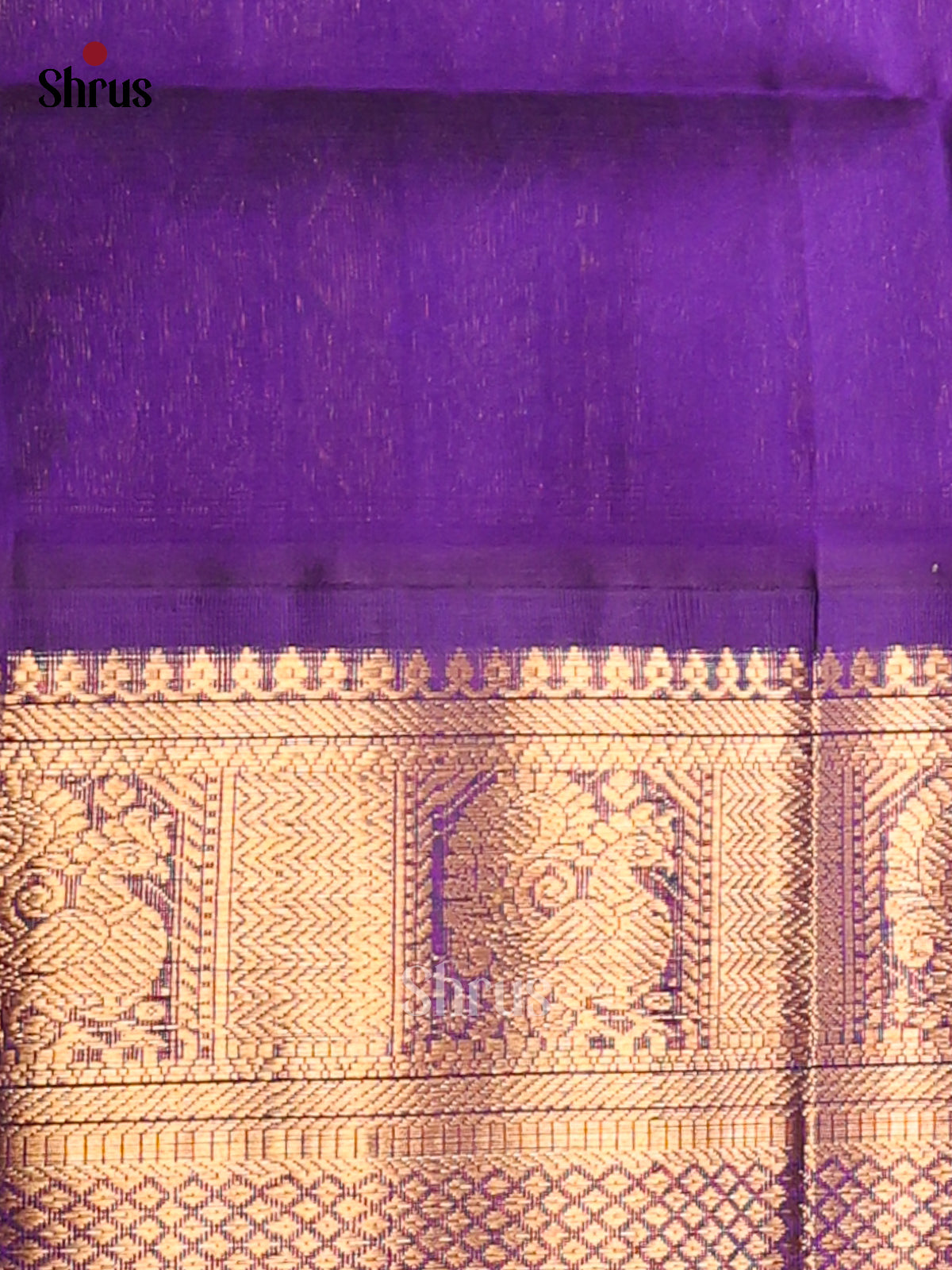 Classy Blue Silk Cotton Saree with Zari Peacocks Paired With Violet Border & Zari Pallu - Shop on Shrus.com