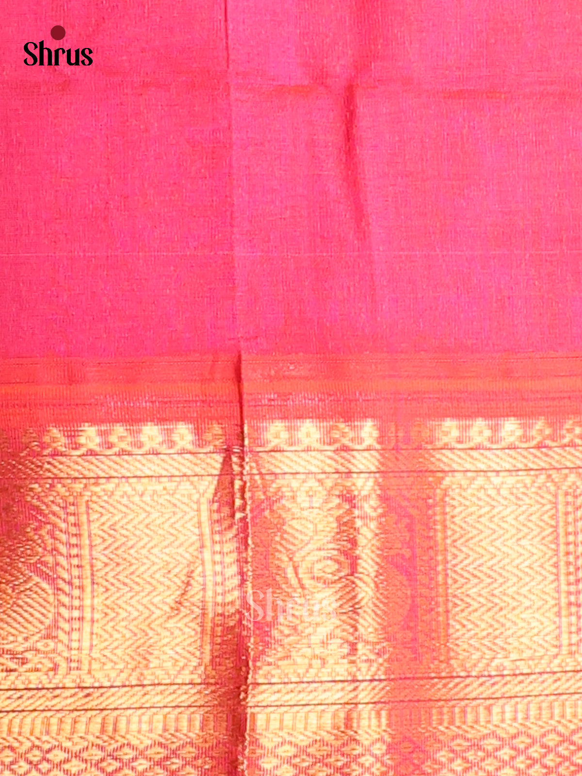 Violet Silk Cotton Saree With Peacock Zari Buttas, Orangish Pink Border & Pallu With Brocade Design - Shop on Shrus.com