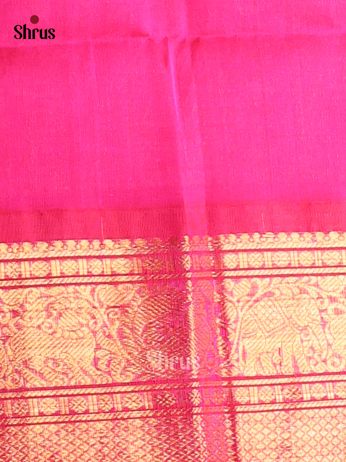 Radiant Yellow Silk Cotton Saree with Zari Peacocks Paired With Pink Border & Zari Pallu - Shop on Shrus.com