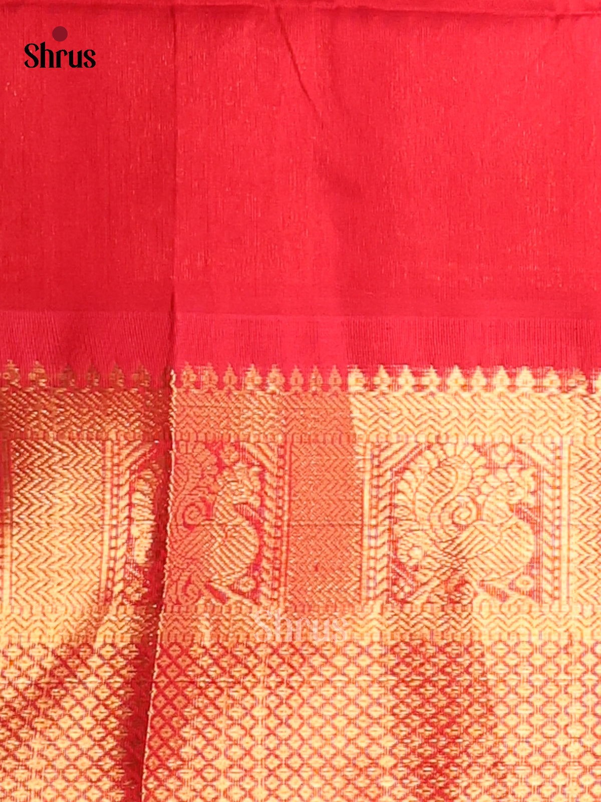 Violet Silk Cotton Saree With Peacock Zari Buttas, Red Border & Pallu With Brocade Design - Shop on Shrus.com