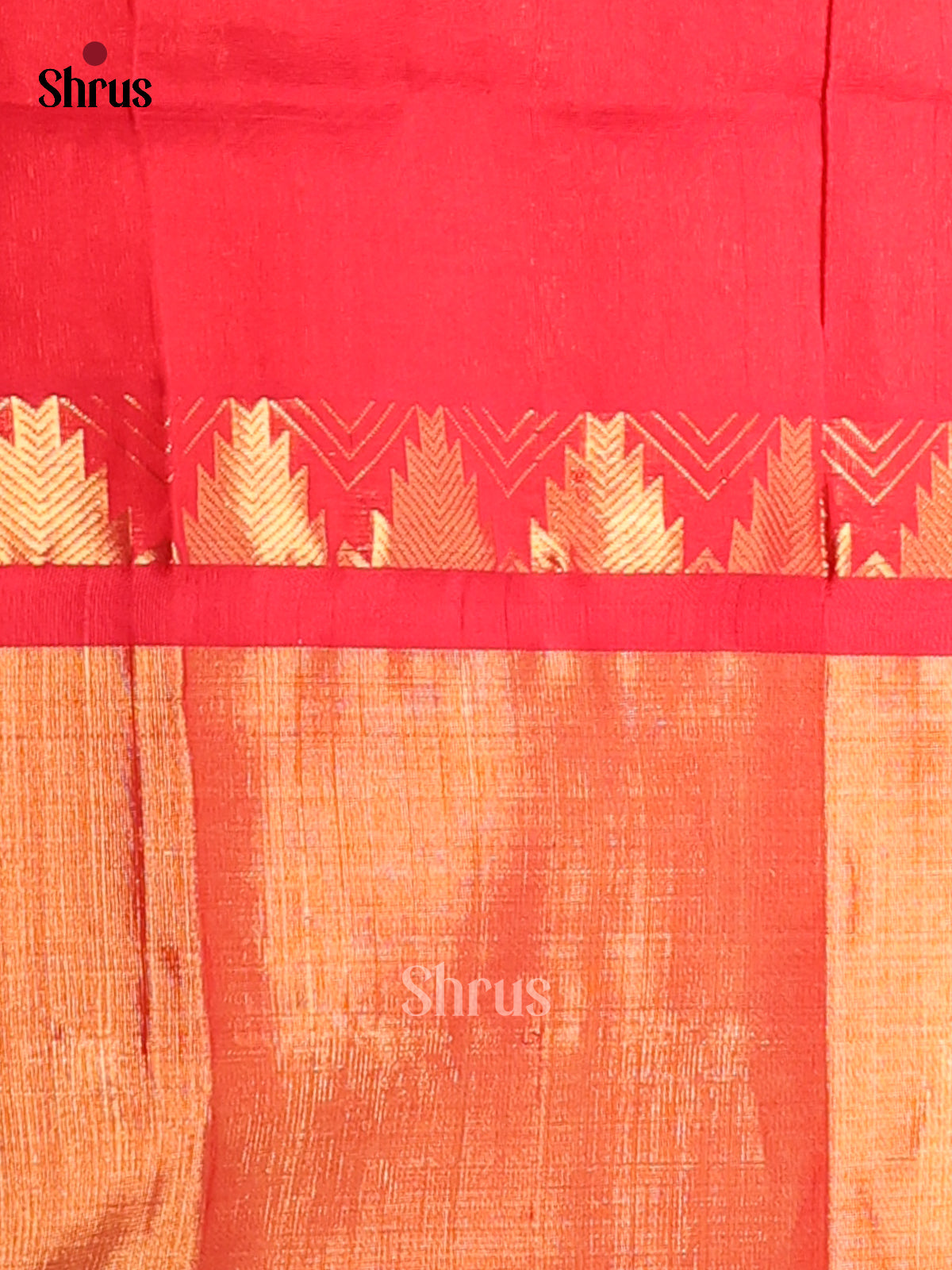 Orange with Red - DDS12114 - Silk Cotton Saree - Shop on Shrus.com